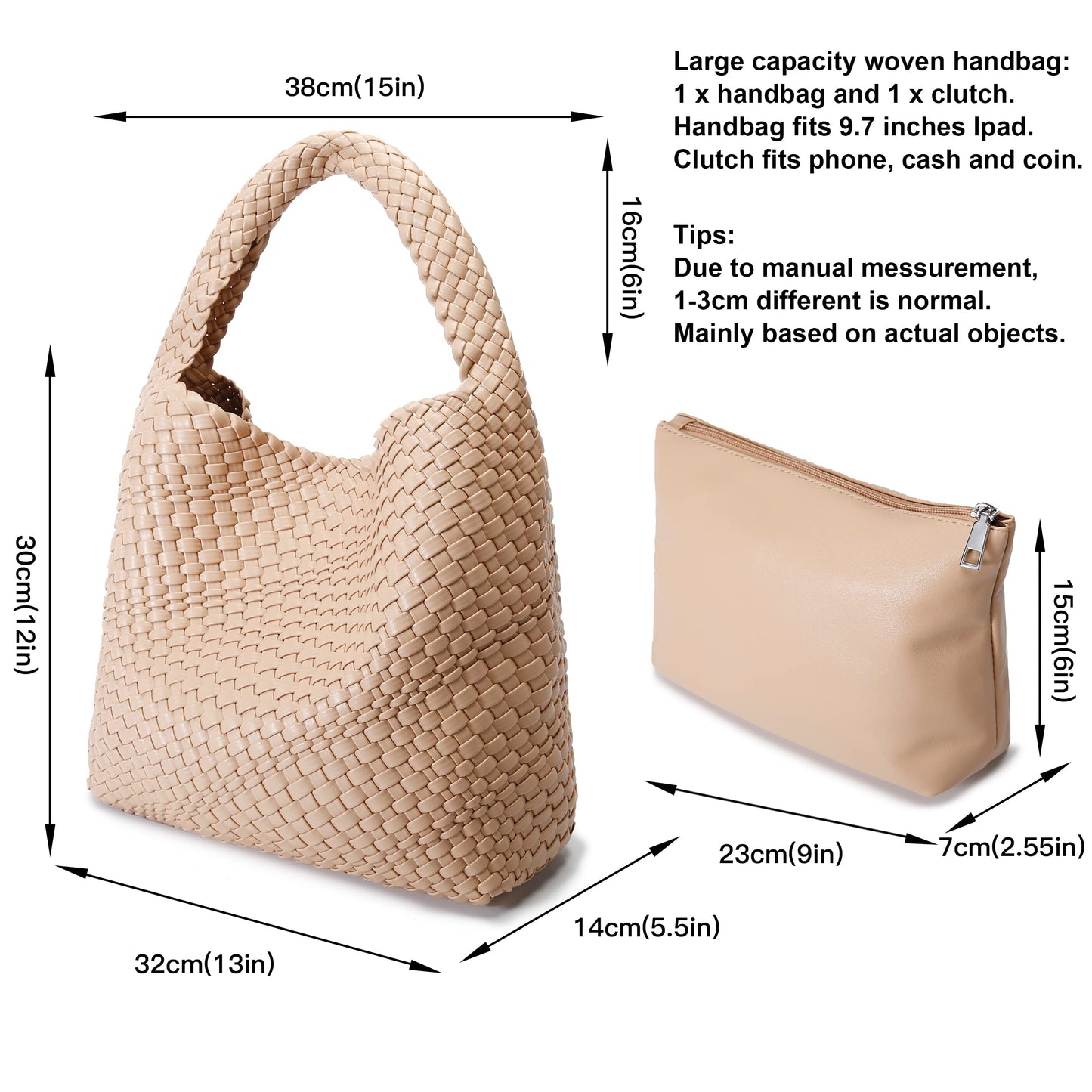 Queenoris Fashion Hobo Bags for Women Top-handle Shoulder Bag Vegan Leather Purses Soft Summer Tote Bag (Apricot, Medium)