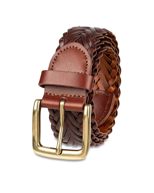 Amazon Essentials Men's Fully Adjustable Braided Belt, Brown, 40