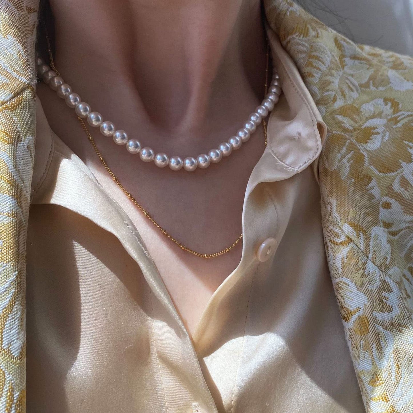 Luxval Pearl Necklaces Choker for Women,Cream White Pearl Jewelry, 14K Gold Plated Handmade Dainty Toggle Clasp Necklace for Women Jewelry Gifts