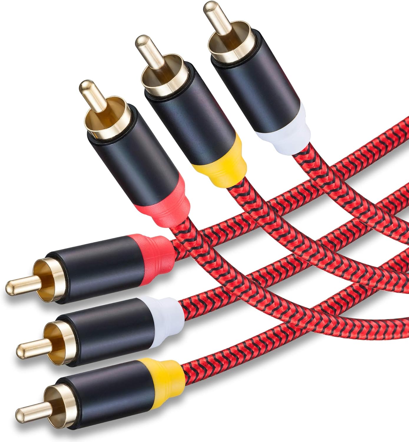 Jelly Tang 15Ft,3RCA 3RCA 24K Set-Top More(15Ft/5M) Audio Video RCA Cable Male to Male Gold Plated Composite AV Cable
