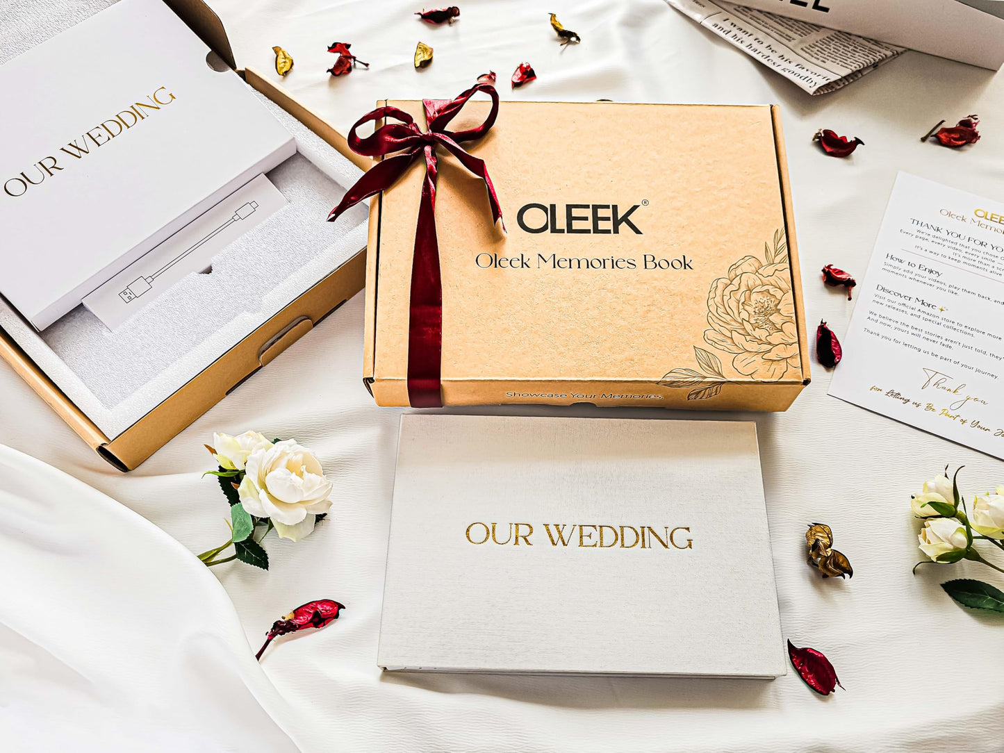 OLEEK Digital Memory Book (16GB)- Memory Wedding Book 7″ IPS HD Display- Wedding Video Book – Wedding Album Book – Memories Wedding Photo– Anniversary's Gifts – Wedding Gift