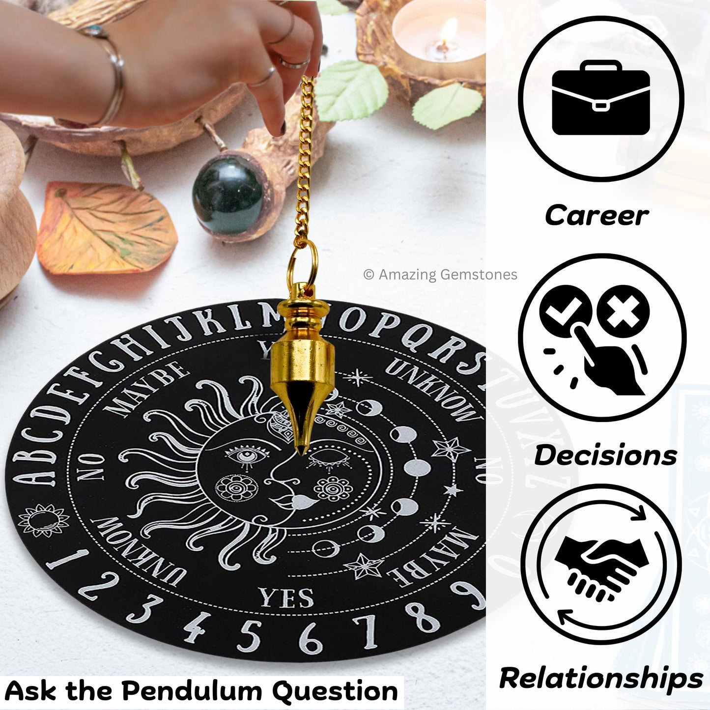 Amazing Gemstone Healing Metal Pendulums for Divination, Gold Long Point Steel Copper Pendulum High Energy Pendulo de Bronce Pendulos de Mesa MP32