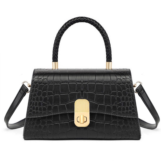 Goinsound Top Handle Bag for Women Small handbags Medium Square purses Designer Clutch with Detachable Strap Black