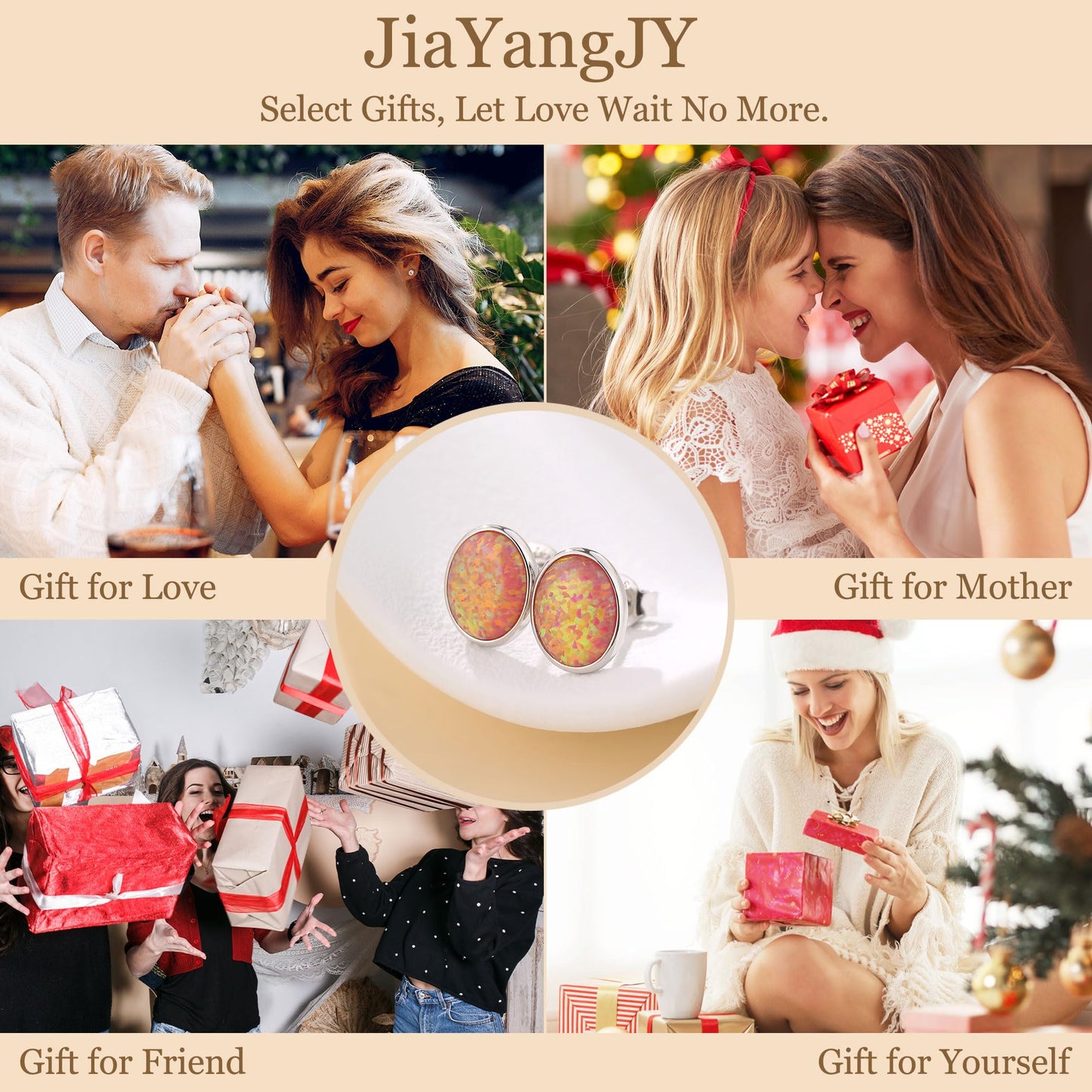 JiayangJY Silver Red Fire Opal Stud Earrings for Women Sterling Silver Oval Shape 7mm Opal Earrings with Push Back