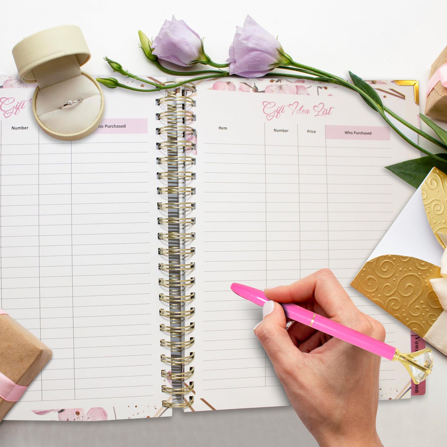 Wedding Planner Book and Organizer for The Bride, Wedding Notebook with a Set of 3 Diamond Pens