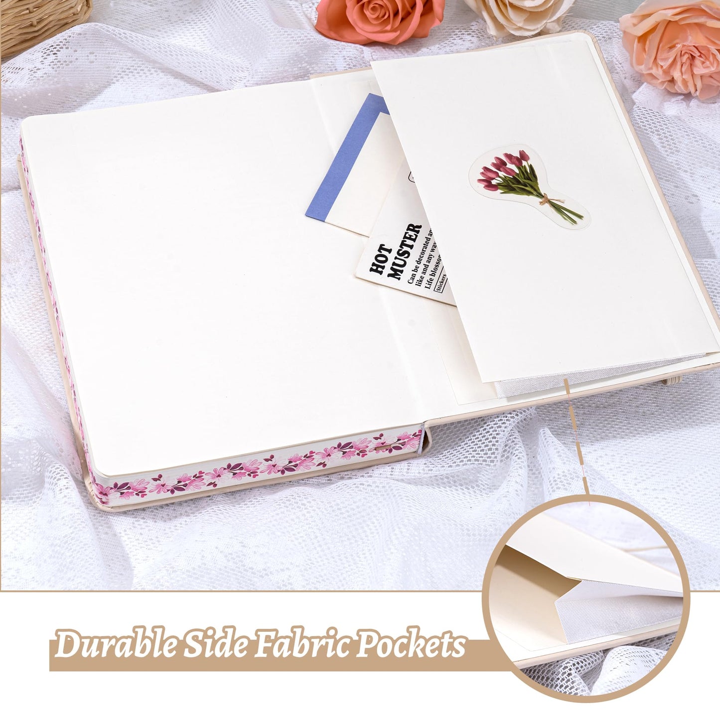 MINICAGIE Lined Journal Notebook for Women Cute Leather Journals for Writing Aesthetic Floral Diary 192 Pages A5 Hardcover Journaling Notebooks with Pen Loop (Yellow)