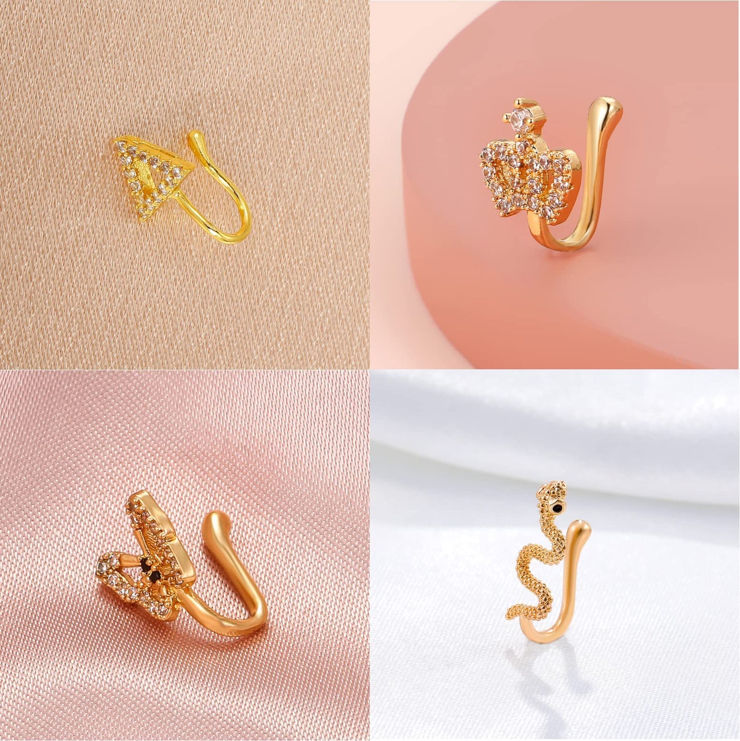 VitaCool Multi-Style Fake Nose Rings for Women Non Piercing Faux Nose Cuffs for Non Pierced Septum Magnetic Nose Rings Piercing Jewelry for Men