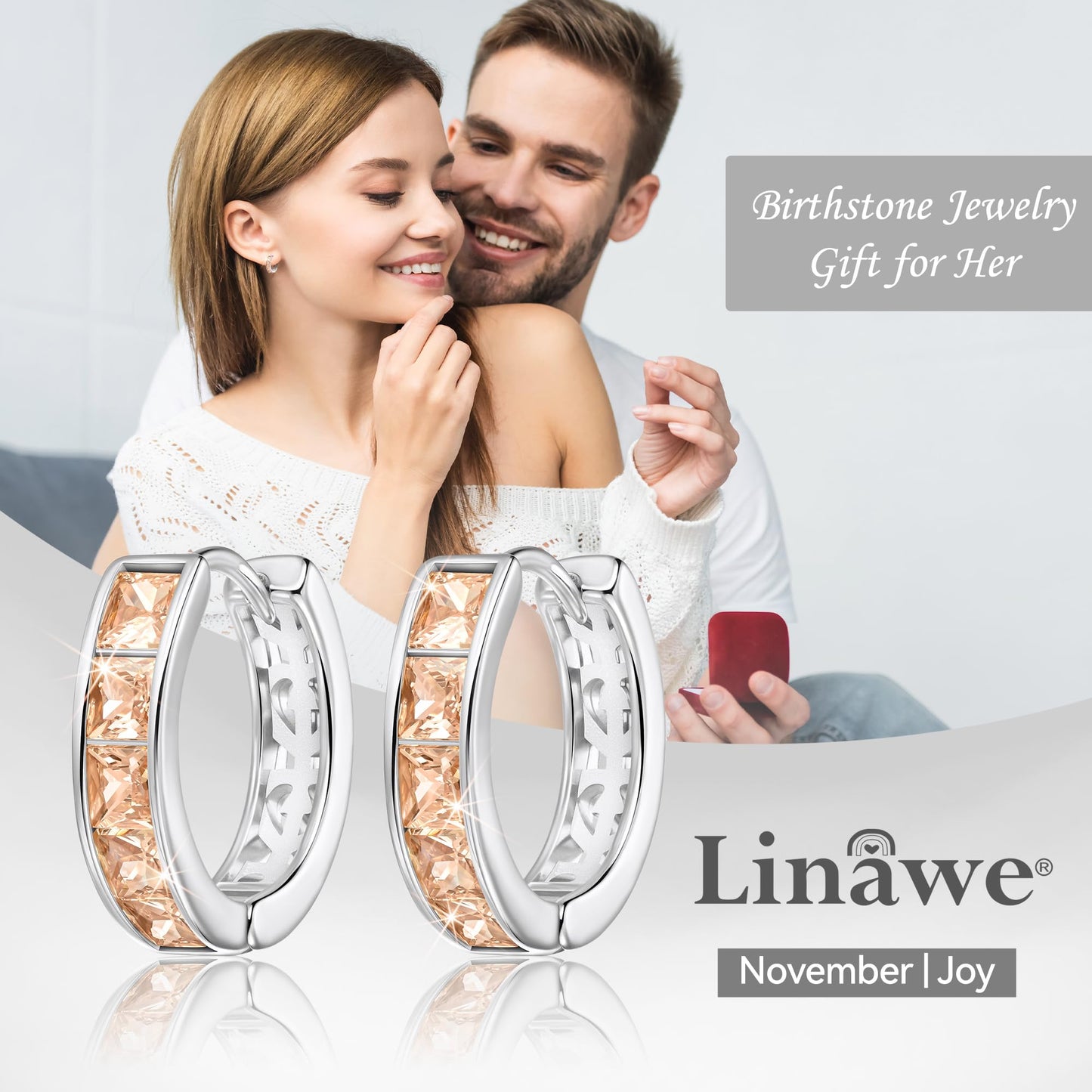 Linawe Silver Hoop Helix Earrings, Yellow Moissanite Earrings for Women Trendy, Small Hoop Cubic Zirconia Mini Tiny Hoop, Cartilage Cuff Preppy Earrings, Safety Pin Flat Back