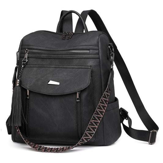 GAEKEAO Backpack Purse for Women Fashion Designer Ladies PU Leather Shoulder Bag Convertible Handbags for Travel Daily Use College Black