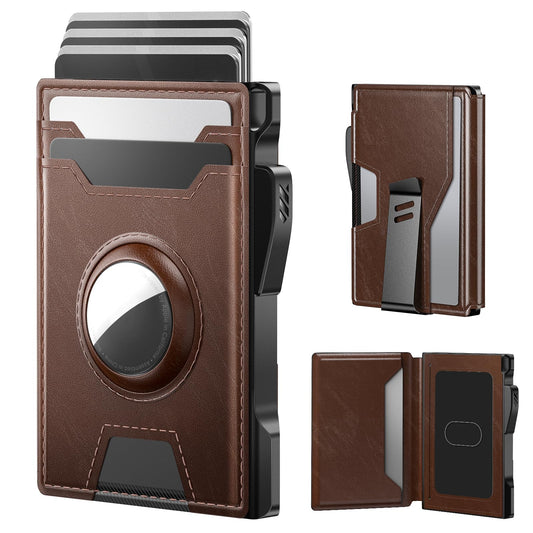 typecase AirTag Wallet for Men: Compatible with Apple AirTag (1st & 2nd Generation), RFID Blocking, Genuine Leather, Slim & Minimalist Design,13 Cards Capacitiy | ID Window | Money Clip (Brown)