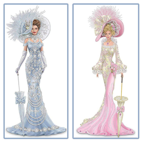 VAVCASE 2 Pack DIY 5D Diamond Art Painting Kits, Special Shaped Rhinestones, Partial Drill Lady with Hat Crystal Diamond Art Crafts Kits (12x24 inch)
