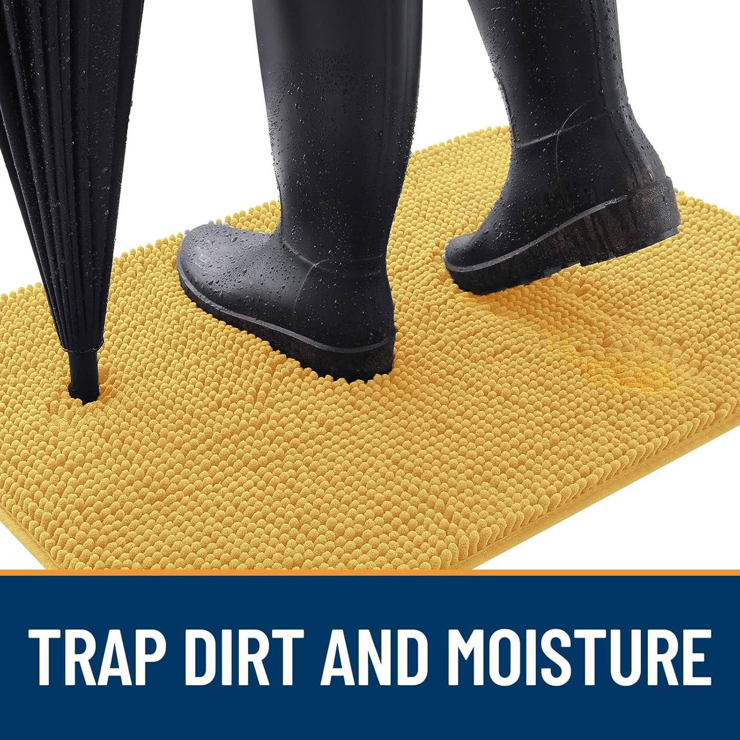 OLANLY Dog Door Mat - Absorbent Non-Slip Chenille Mat for Muddy Paws | 54x24 Inches, Quick Dry, Yellow