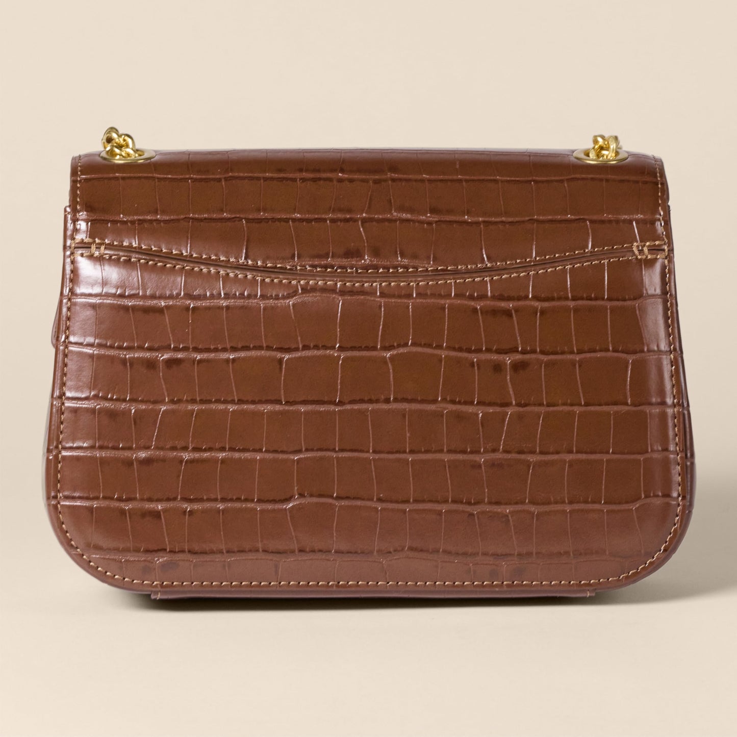 Amazon Essentials Women's Chain Shoulder Bag, Brown Faux Crocodile, One Size