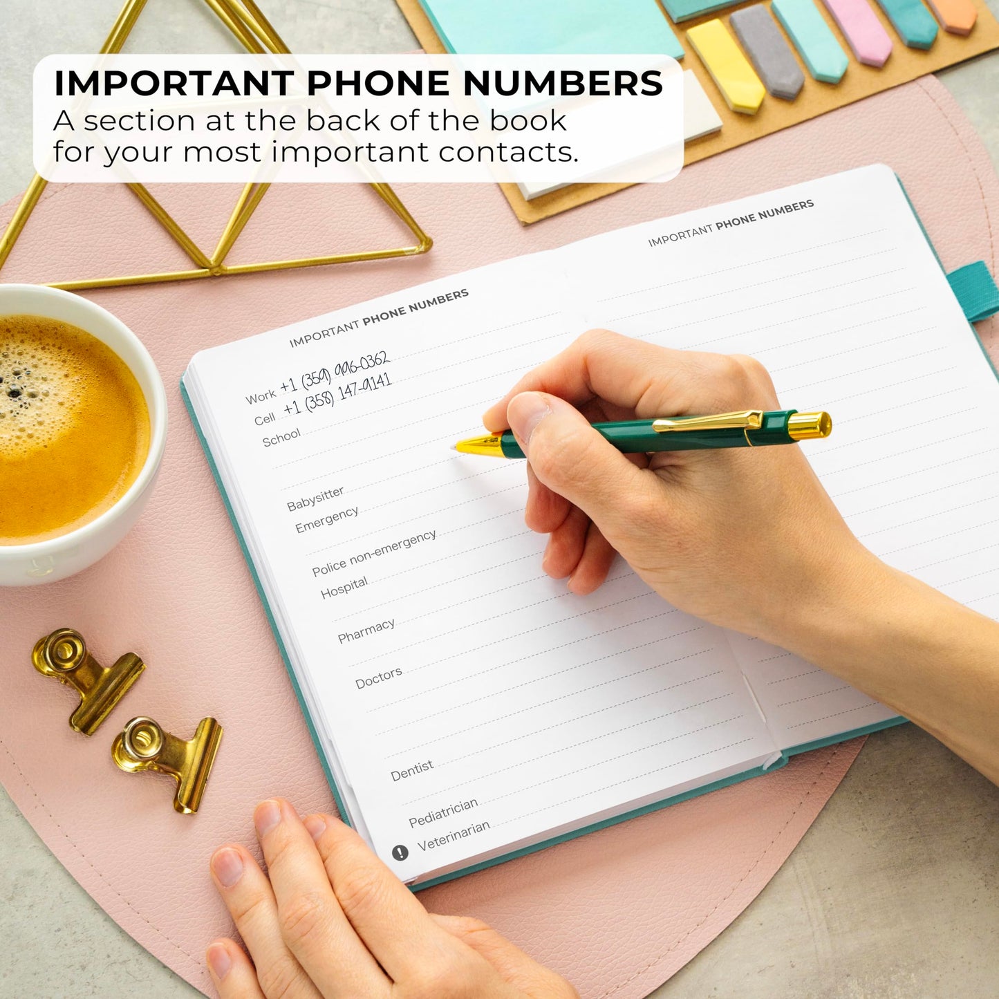 Clever Fox Address Book with alphabetic tabs - PU Leather Telephone and Address Book for Keeping Contacts Safe, Contact Organizer Journal, Medium Size (5.3″ x 7.7″) Hardcover, Aquamarine