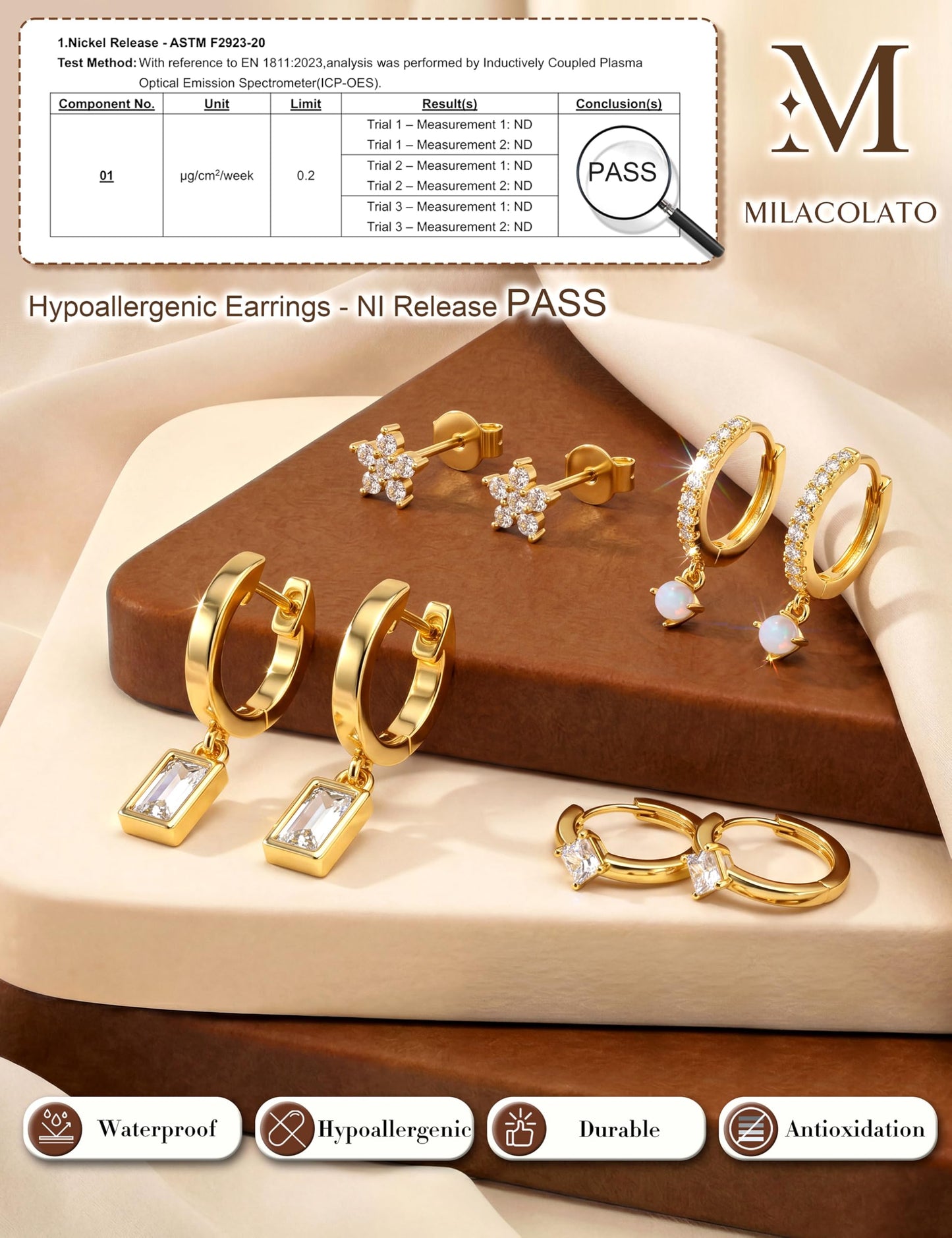 MILACOLATO 4 Pairs Gold Earrings for Women, Hypoallergenic 14K Gold Filled Small Stud Hoop Earrings Set for Multiple Piercing, Dainty Lightweight Cartilage Huggie Earrings Stacks Trendy Jewelry Gifts, C