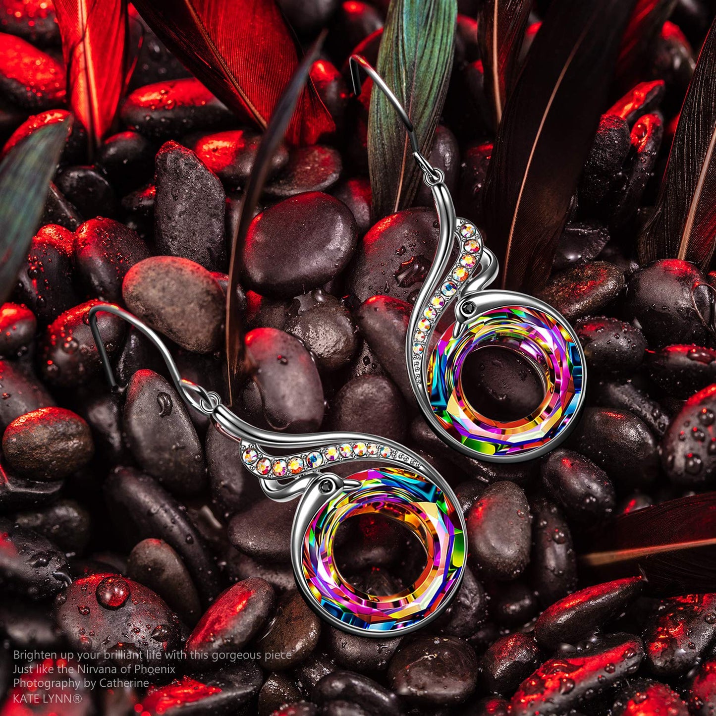 Kate Lynn Phoenix Earrings for Women, Crystal Jewelry for Women, Birthday Gifts for Women Wife Girlfriend Mom Grandma, Unique Earrings for Christmas Mothers Day
