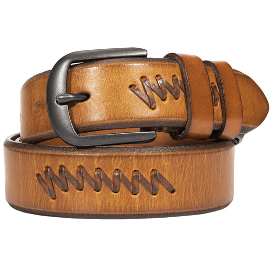 TYWestyles 1.3“ Women's Casual Leather Belt with Metal Buckle (Tan, L (Fits Waist 36-38))