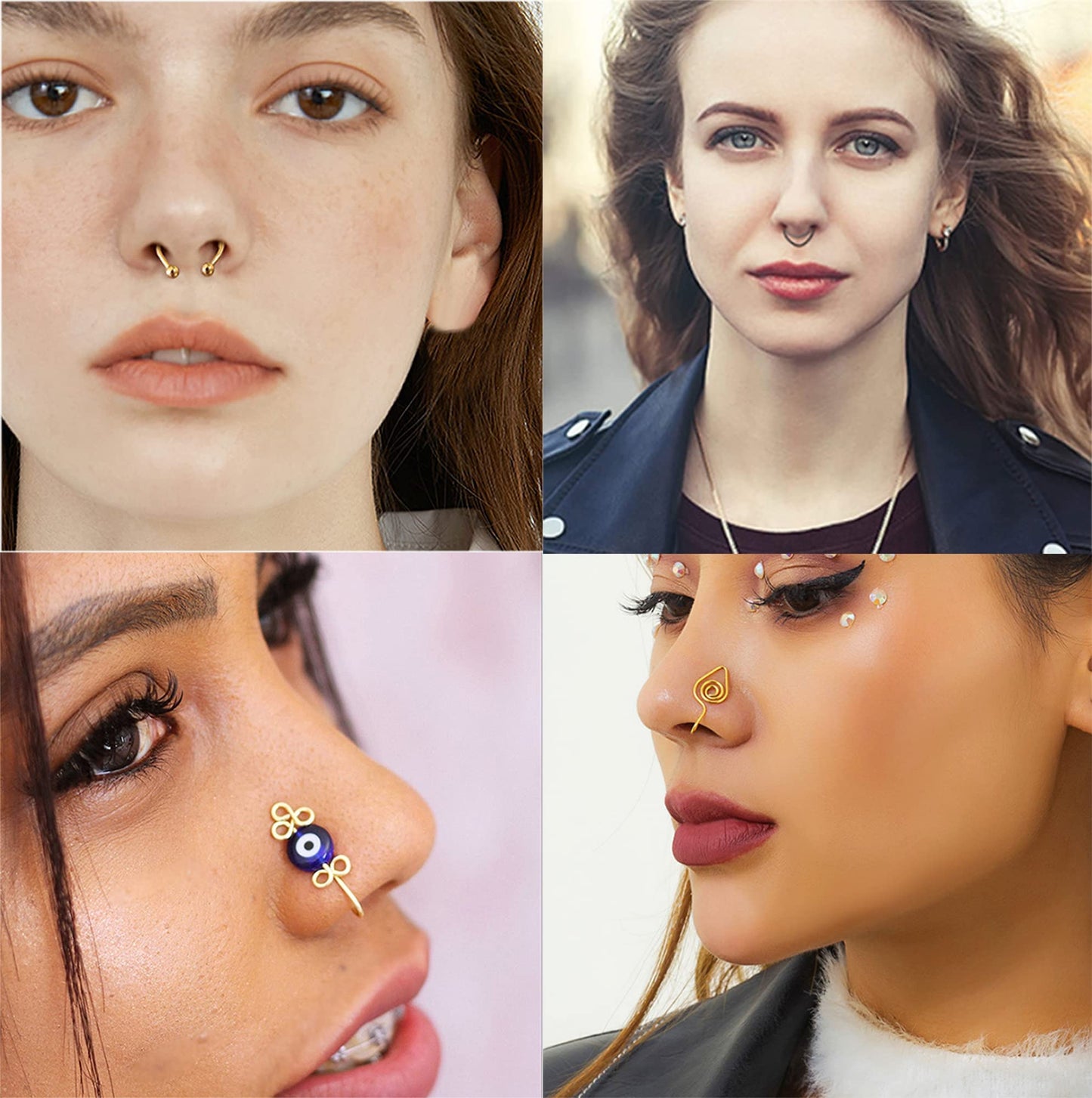VitaCool Multi-Style Fake Nose Rings for Women Non Piercing Faux Nose Cuffs for Non Pierced Septum Magnetic Nose Rings Piercing Jewelry for Men