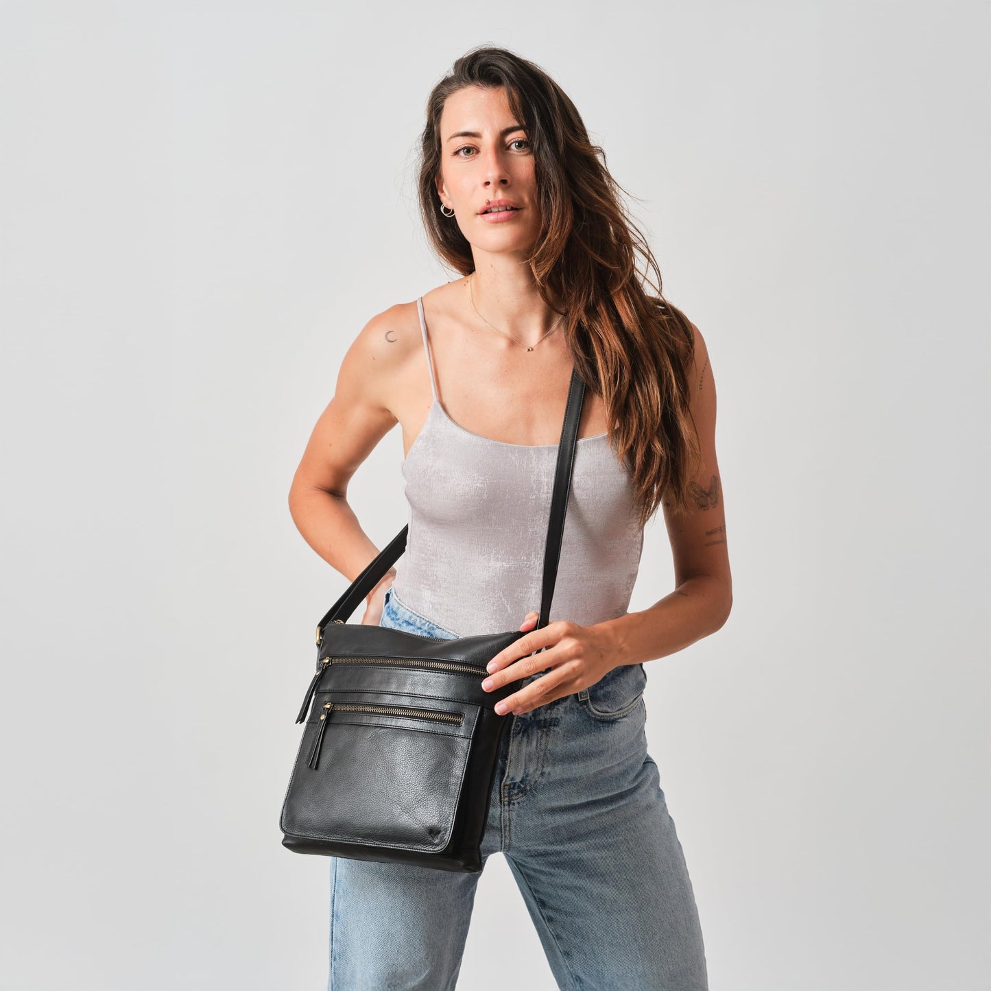 Lavalen Leather Crossbody Bags for Women - Leather Cross Body Bag for Woman -Small Handbag with Large Capacity & Many Zippers
