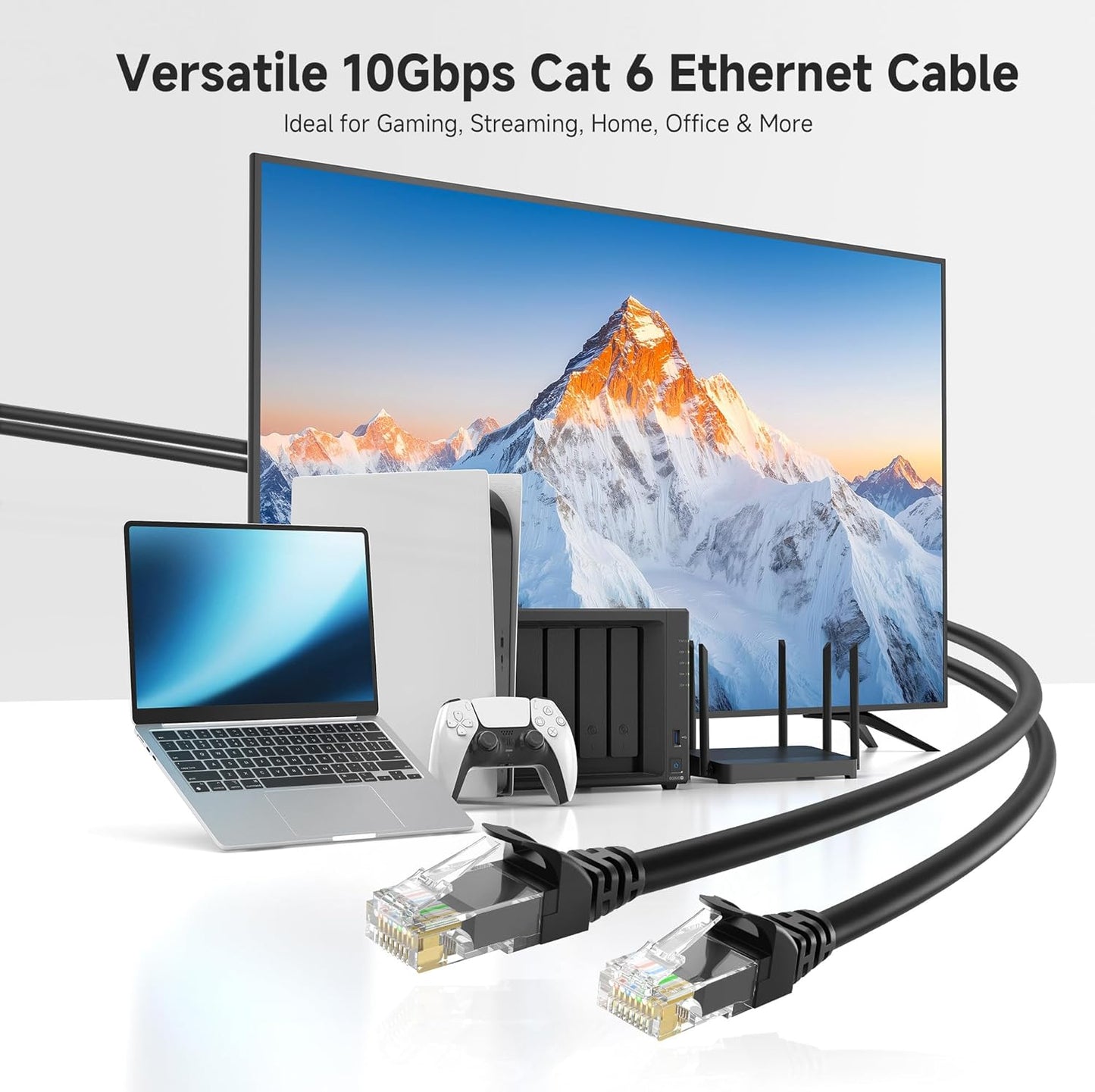 10Gbps 5-Pack 6 2ft, 6 Cat6 Cable Matters Snagless Short Cat Ethernet Cable - Cat Cable, Cord, Ethernet Cord, Black