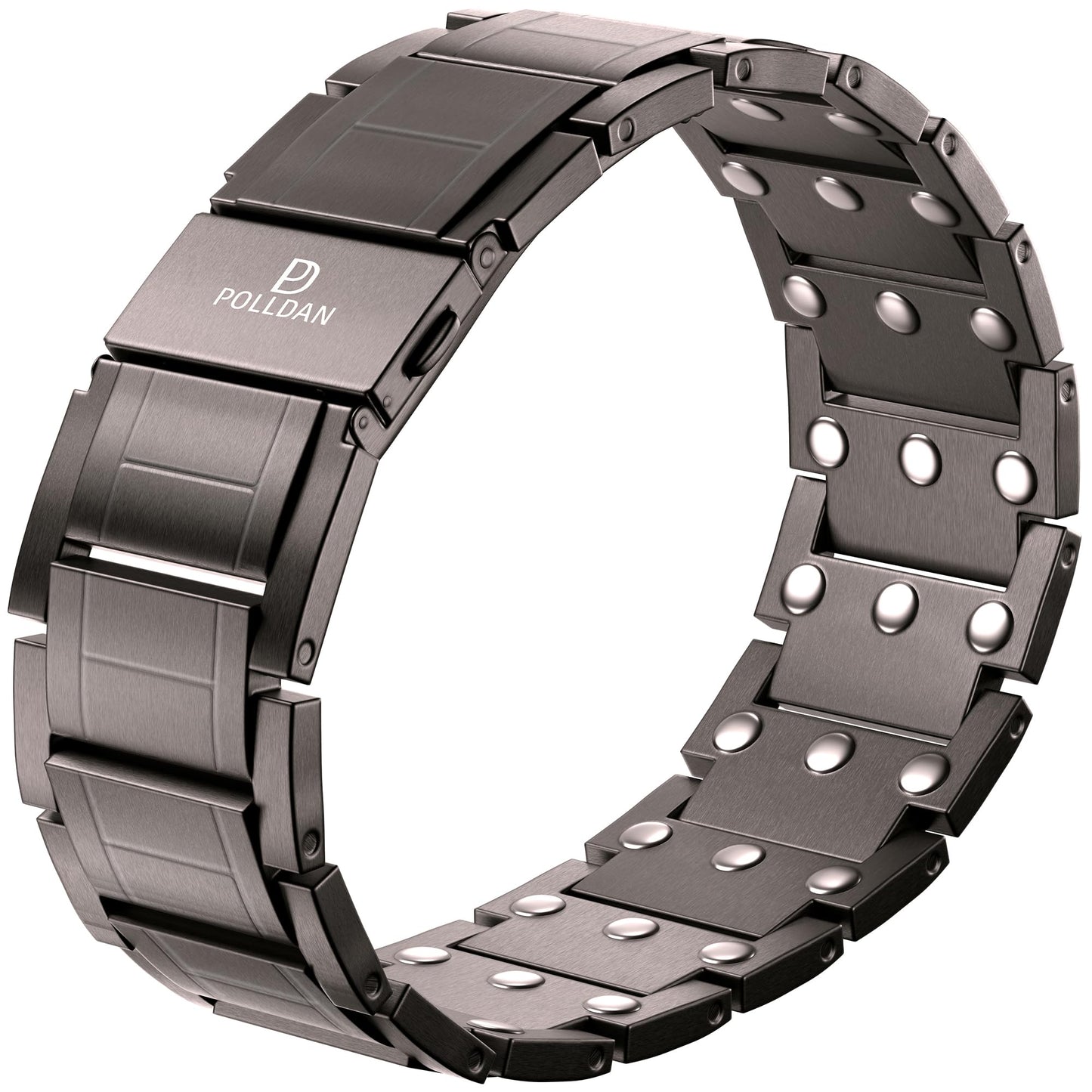 POLLDAN® Magnetic Bracelets For Men with 6200 Gauss Power | 3X Strength Mens Bracelet | Men's Jewelry with Fold-Over Clasp, Adjustable Length, Gift Box | Pulseras Magneticas Para Hombres (Gunmetal)