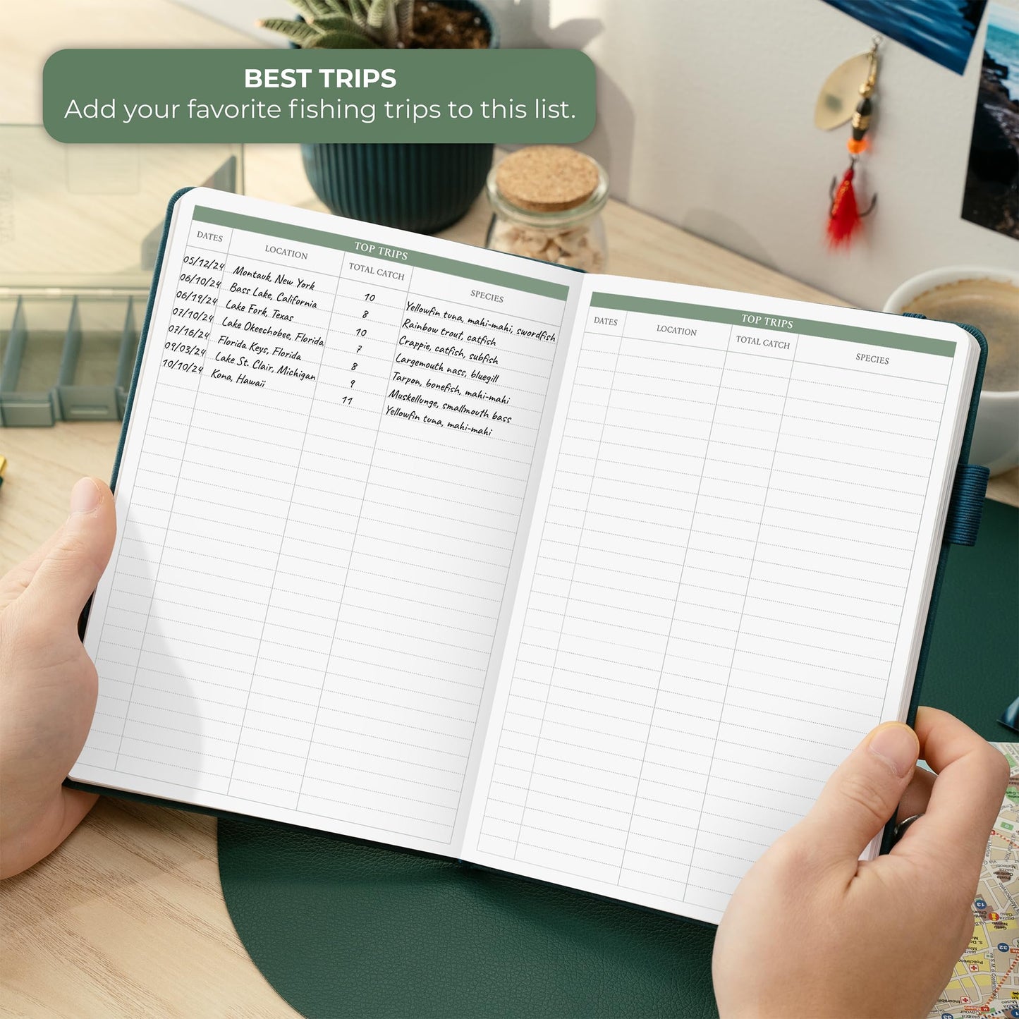 Legend Fishing Log Book – Fisherman Journal Notebook to Record Catches & Trip Info – Fishing Essentials, Equipment & Gifts for Men (Deep Sea Debossed)