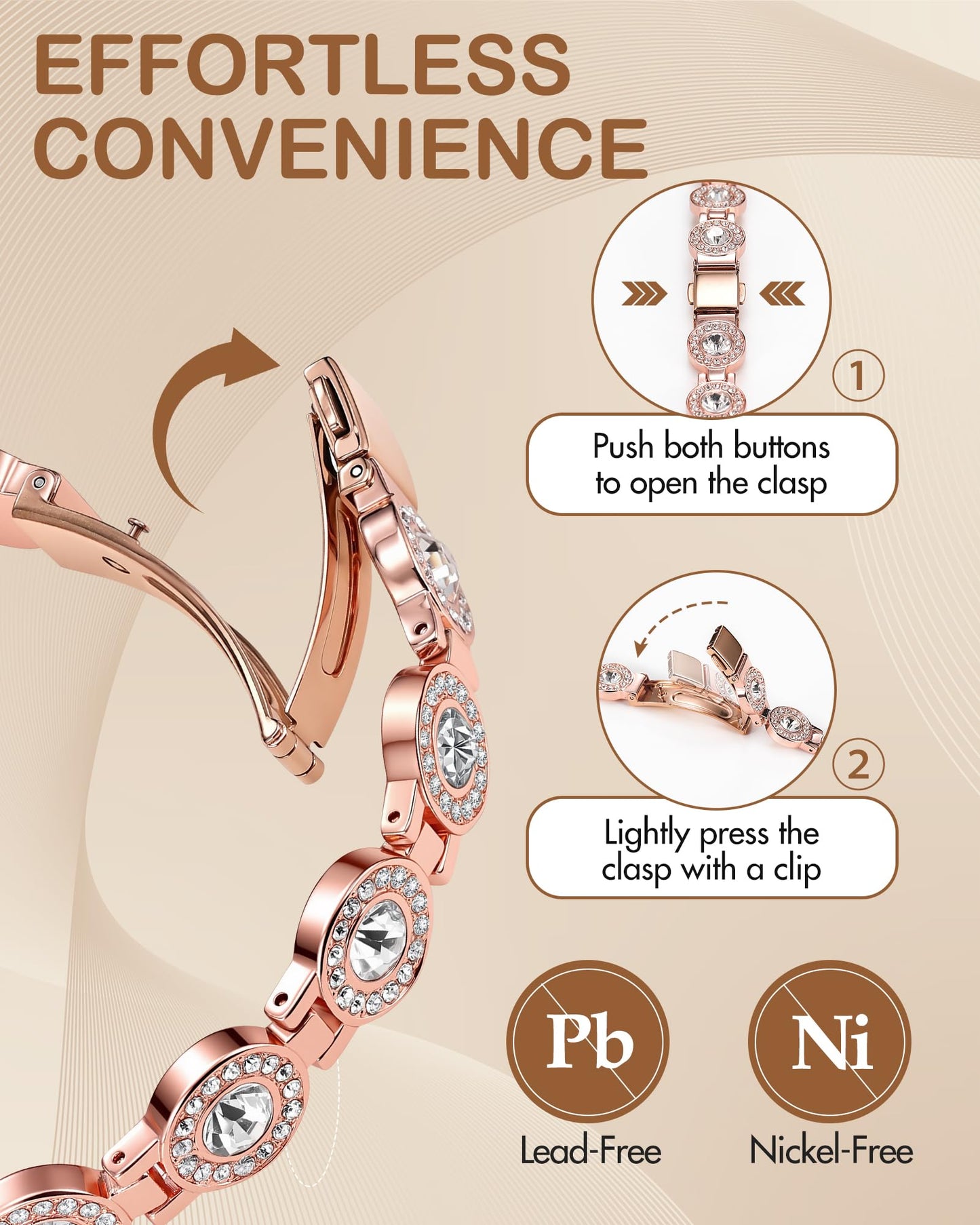 Feraco Pure Copper Bracelets for Women, 4X Ultra Strength Magnetic Bracelet with 3800 Gauss Neodymium Magnets & Dazzling Austrian Cut Crystals Stone, Adjustable Jewelry Gift (Sparkle Sphere - Rose Gold)