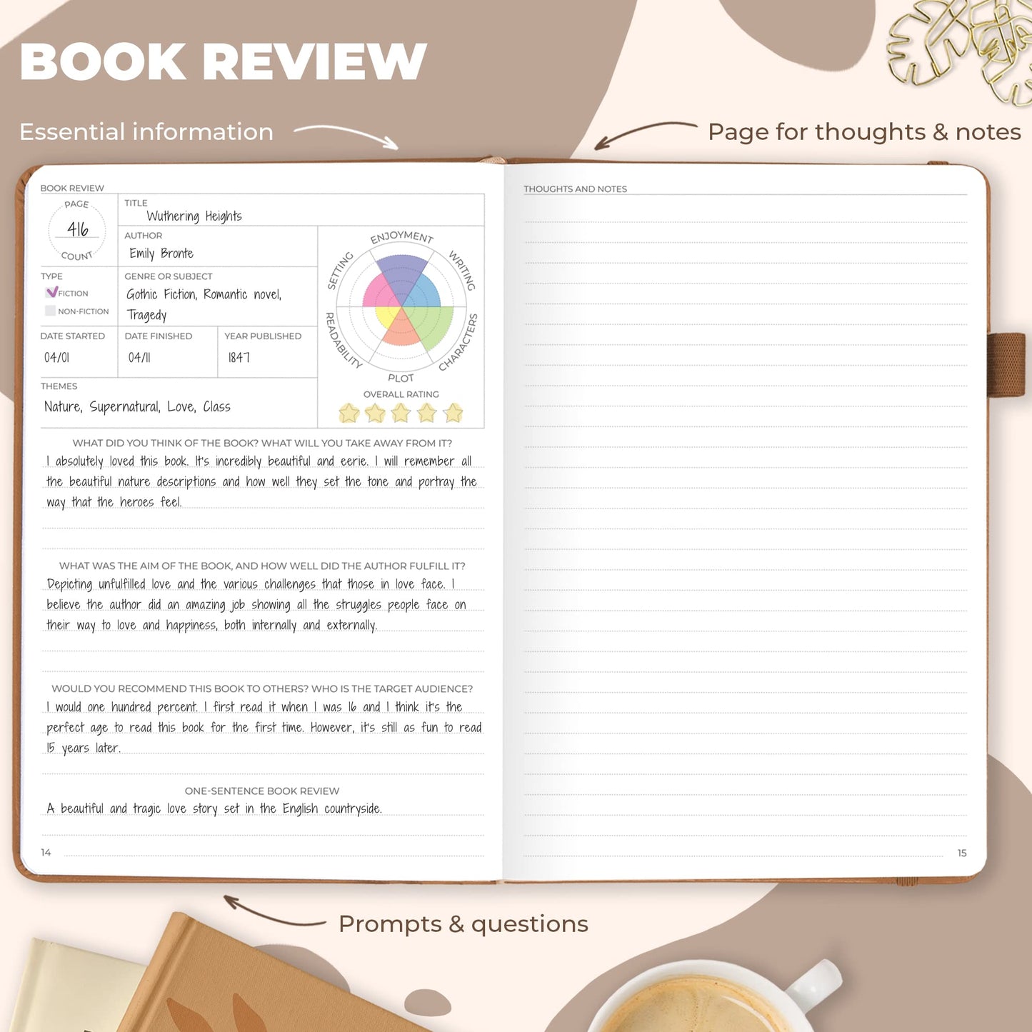 Clever Fox Reading Journal – Book Review Log – Gift Accessories for Reading Lover – Book Journal for Kids & Adults – A5, 5.8”x8.3” (Brown)