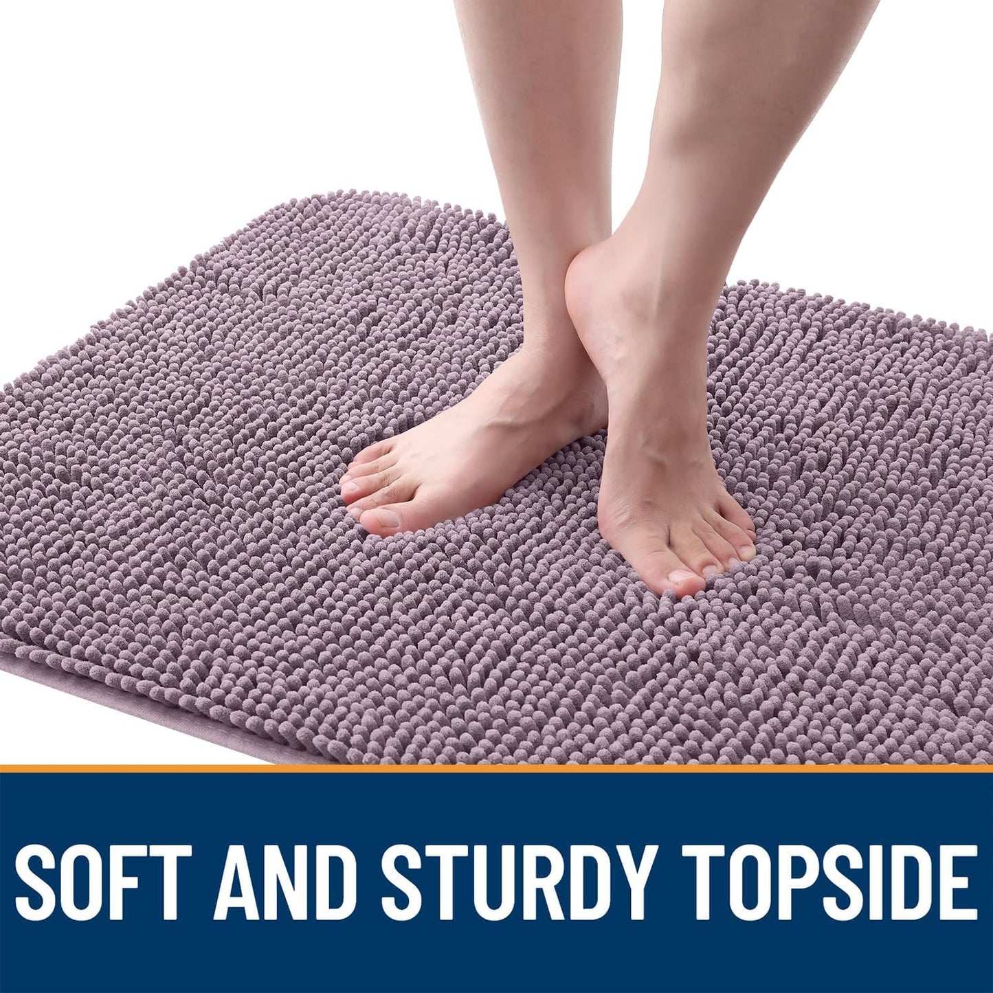 OLANLY Dog Door Mat - Absorbent Non-Slip Washable Chenille Mat for Muddy Paws | 47x24 Deep Plum