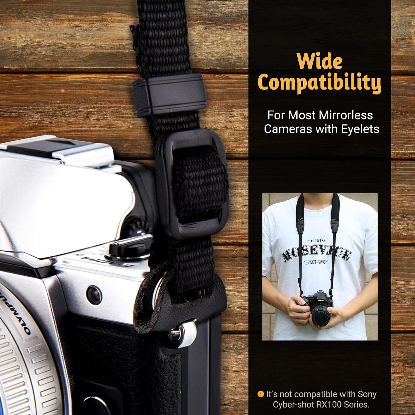 Quick Release Camera Neck Strap for Airtag - Compatible with Canon, Nikon, and Sony Mirrorless Cameras