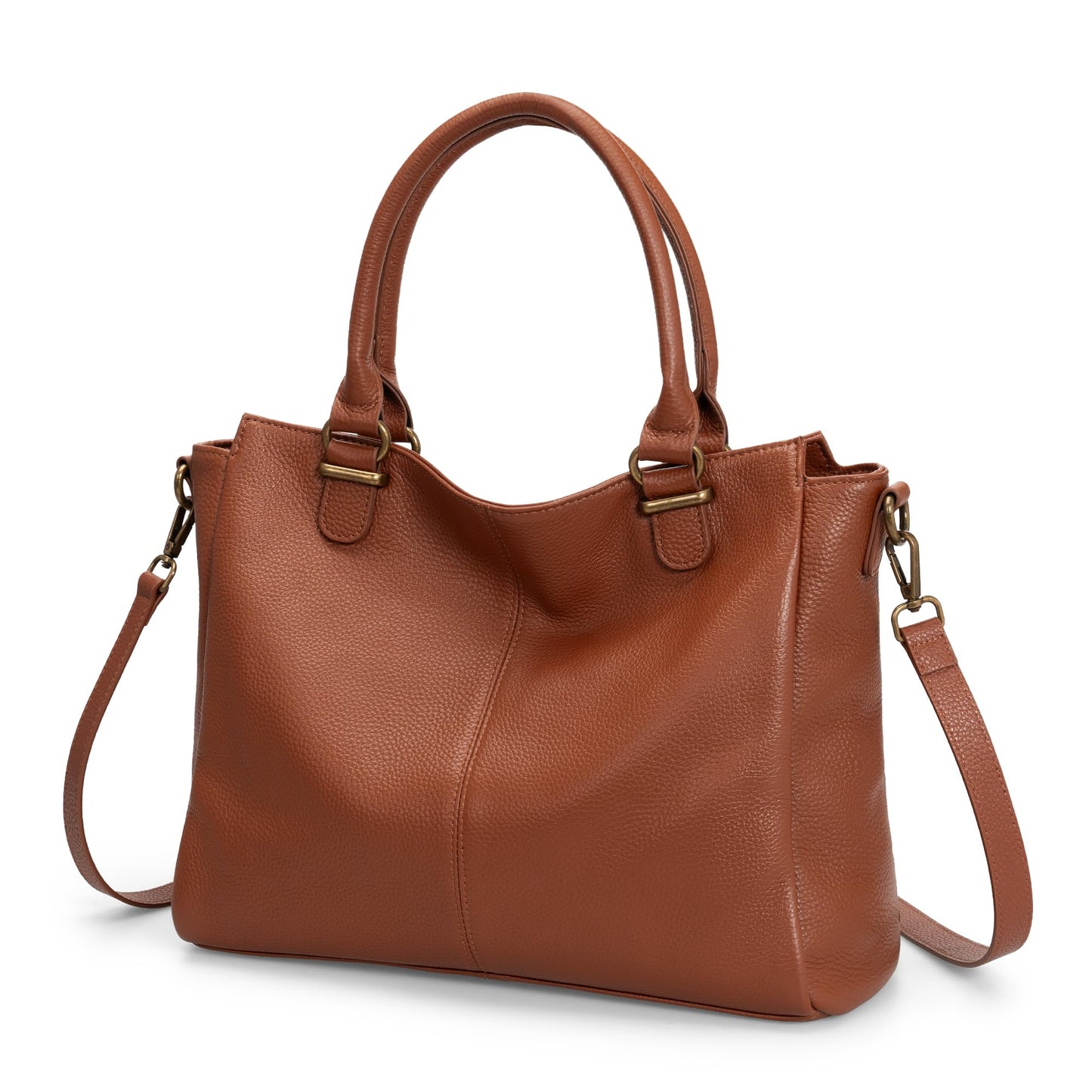 befen Soft Genuine Leather Purses for Women Medium Tote Bag Handbags Crossbody Bags Top Handles Satchel Purse Shoulder Bag with RFID Card Slots Cognac Brown