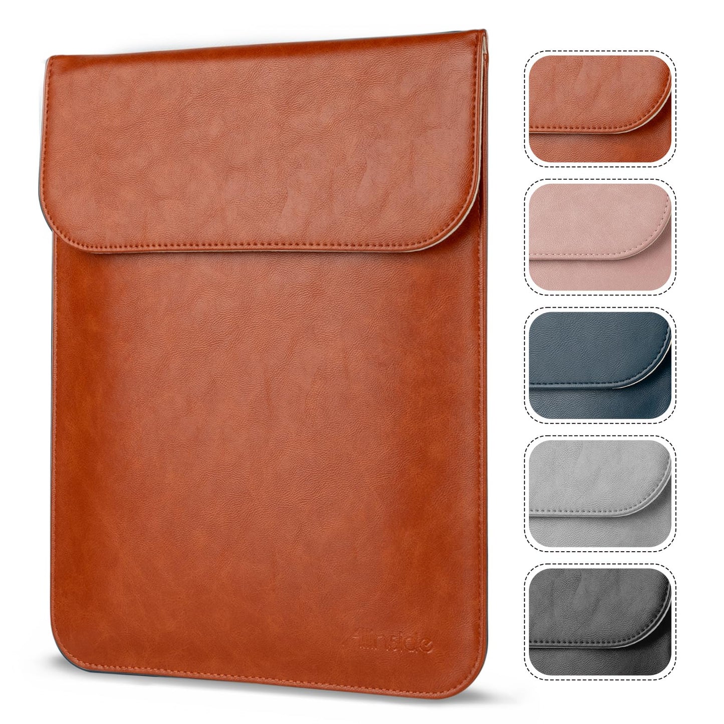 Allinside 11-12 inch Laptop Sleeve Case Compatible with MacBook Air 11 2010-2015/MacBook 12 2015-2017, Waterproof PU Leather Laptop Sleeve Bag Protective Vertical Case Cover, Brown