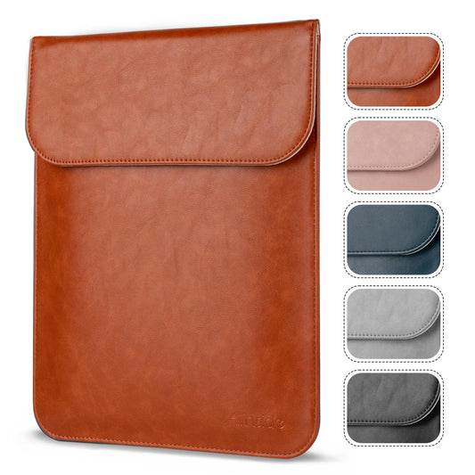 Allinside 11-12 inch Laptop Sleeve Case Compatible with MacBook Air 11 2010-2015/MacBook 12 2015-2017, Waterproof PU Leather Laptop Sleeve Bag Protective Vertical Case Cover, Brown