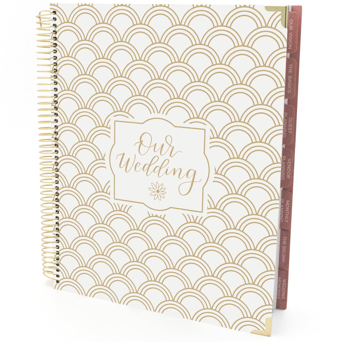 bloom daily planners Wedding Planner & Organizer/Hardcover Keepsake Journal with Essential Planning Tools - Checklists, Vision Boards, Tips & More - 9"x11" (Gold Scallops)
