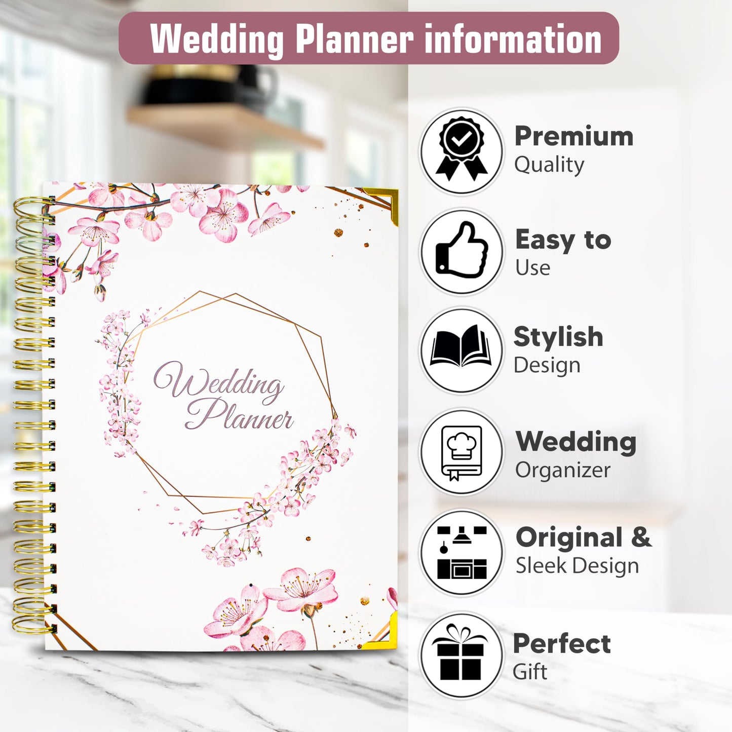 Wedding Planner Book and Organizer for The Bride, Wedding Notebook with a Set of 3 Diamond Pens