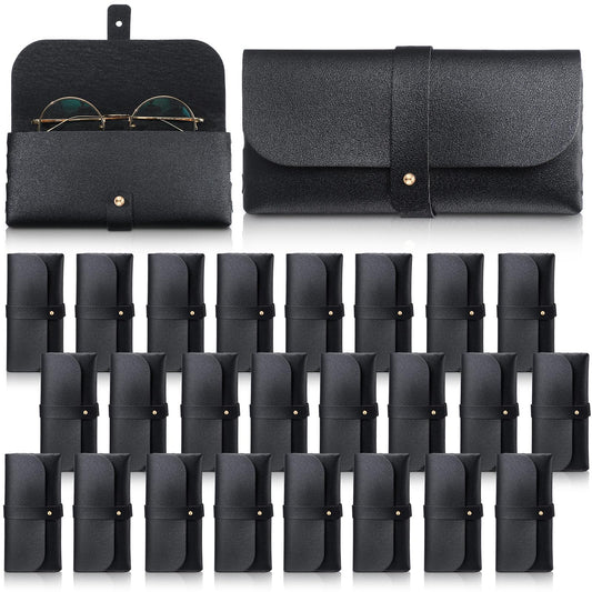 Nuogo 30 Pack Eyeglass Case Soft Glasses Case Studded Sunglasses Pouch Portable PU Leather Sunglasses Bag Travel Reading Glass Sleeve for Women Men