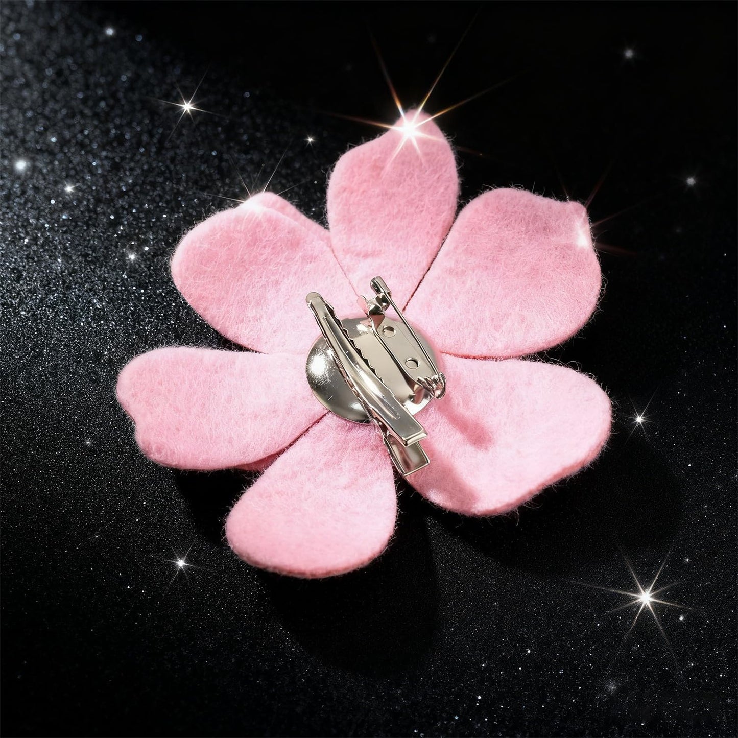 Merdia 3.74 Inches Rhinestone Camellia Flower Brooch Pins & Hair Clips for Women Elegant Created Crystal Lapel Pin Brooches Wedding Party Pink