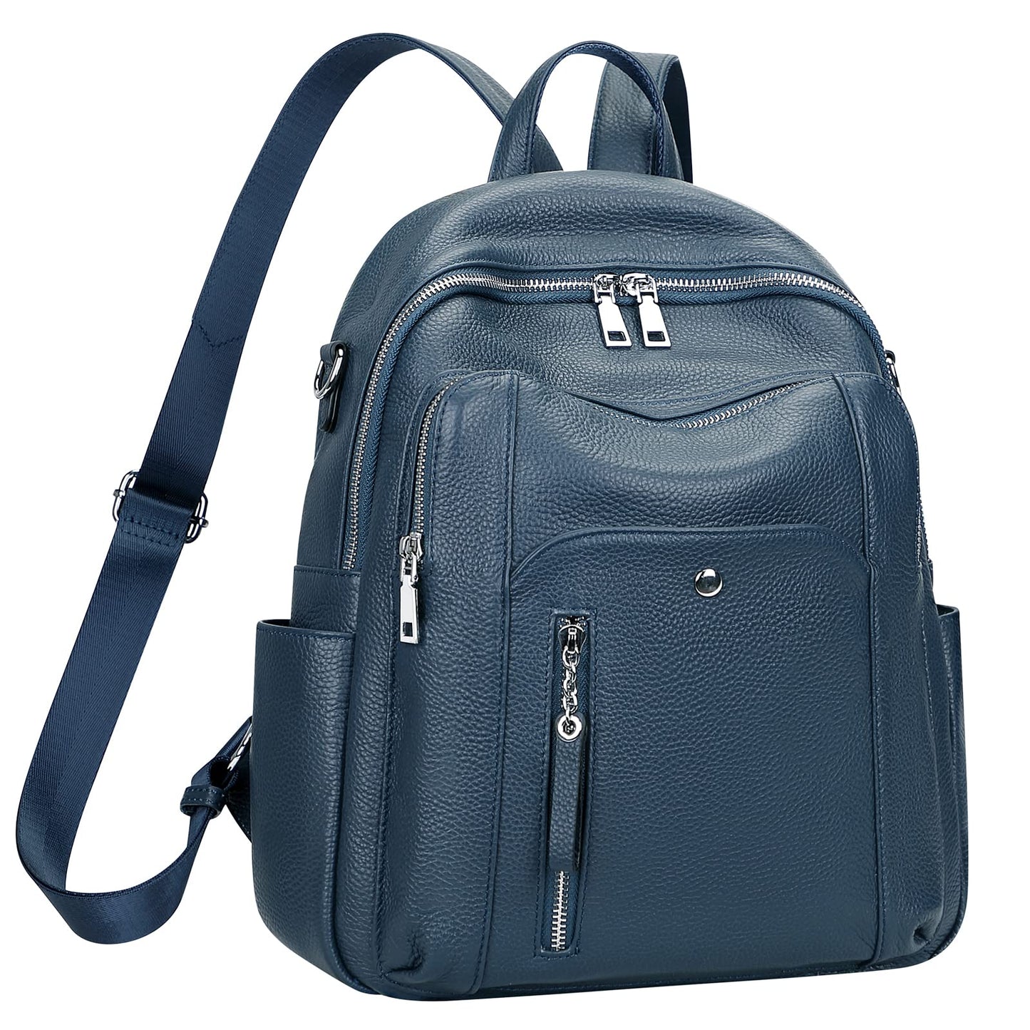ALTOSY Fashion Genuine Leather Backpack Purse for Women Shoulder Bag Casual Daypack Medium(S9 Indigo Blue)