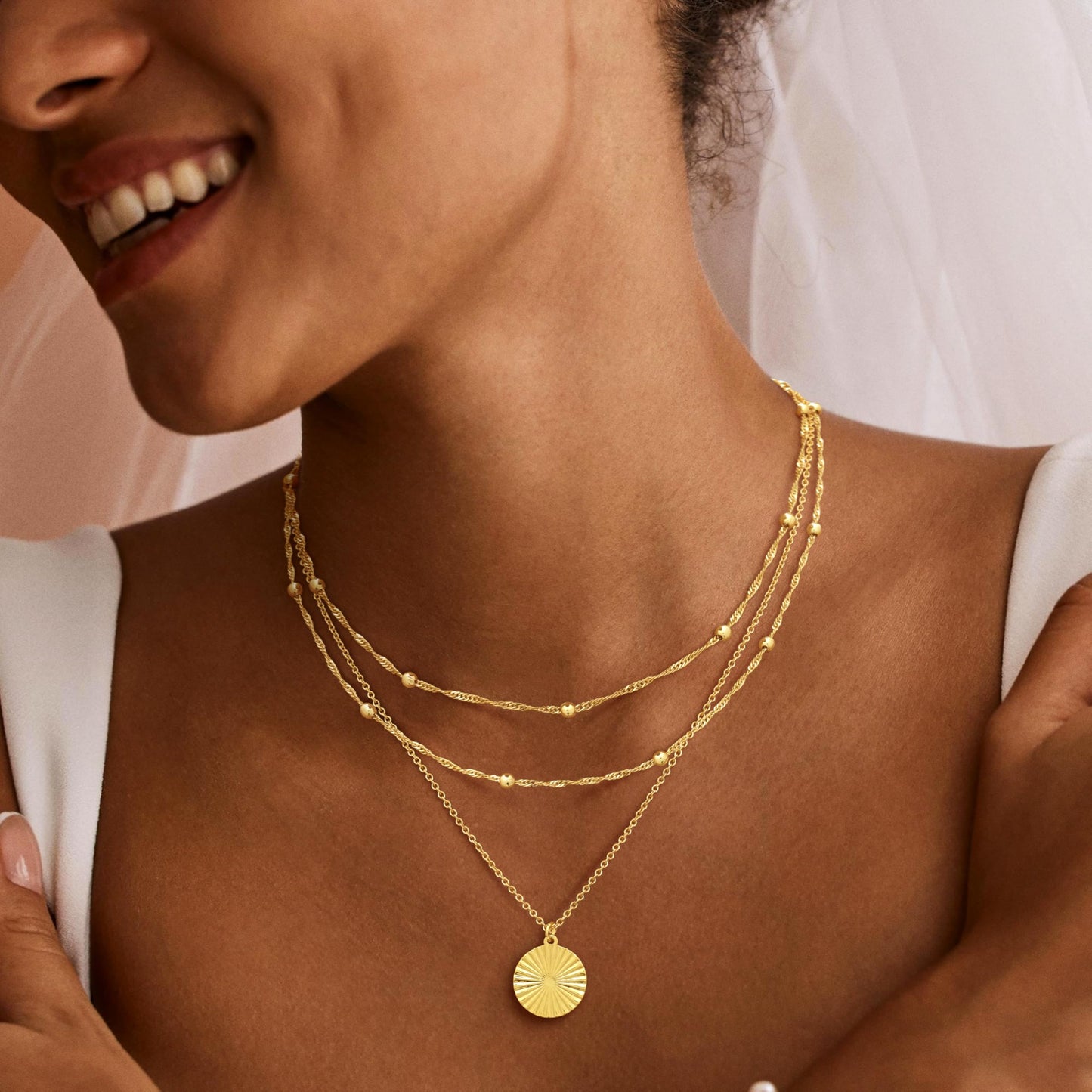 MFRYK Gold Necklaces for Women,14K Gold/Silver Plated Choker Layered Necklace Dainty Pearl Disc Cross Circle Heart Pendant Chain Stackable Necklaces, Multilayer Jewelry Set Gifts for Women
