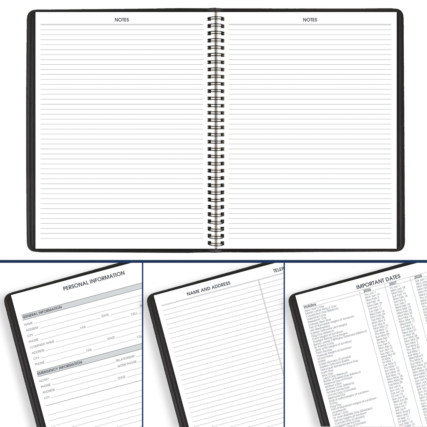 AT-A-GLANCE Planner 2026-2027 Weekly Academic 14-Month July-August, Quarter-Hourly Appointment Book, 8-1/4" x 11", Black (7095705)