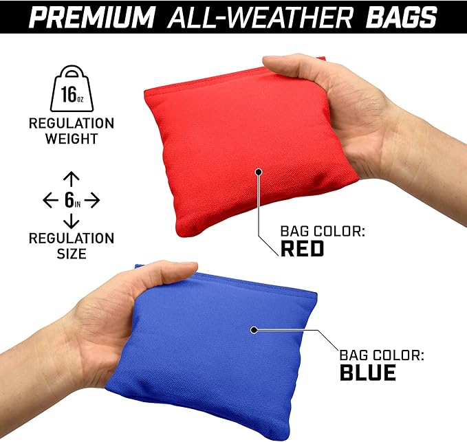 GoSports 4 ft x 2 ft Regulation Size Wooden Cornhole Boards Set - Includes Carrying Case and Over 100 Optional Bean Bag Colors