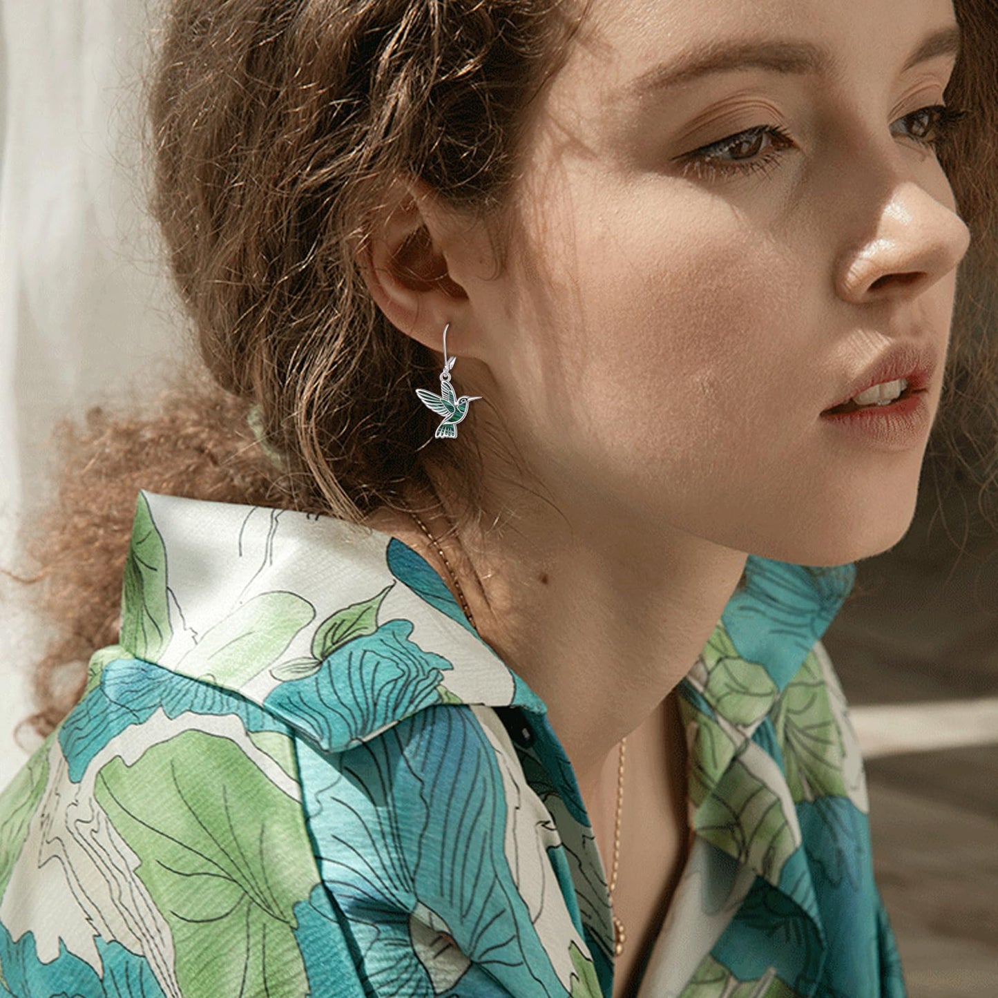 Hummingbird Dangle Earrings 925 Sterling Silver Bird Earrings for Women Bird Earrings (Malachite Hummingbird Earrings)