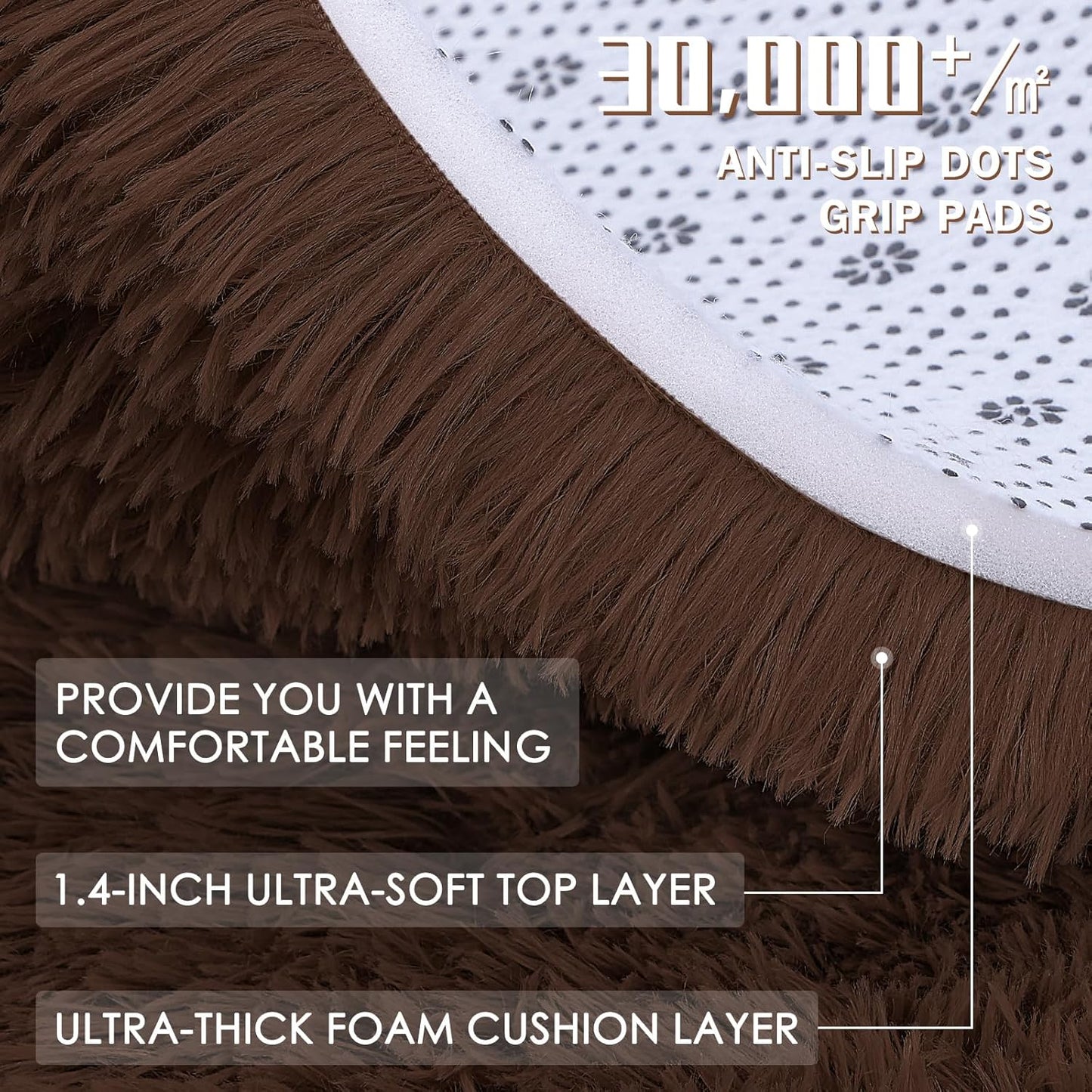 OLANLY Large 8x8 Machine Washable Area Rug - Soft Fluffy Shaggy Carpet for Living Room & Bedroom | Ideal for Kids & Nursery Decor