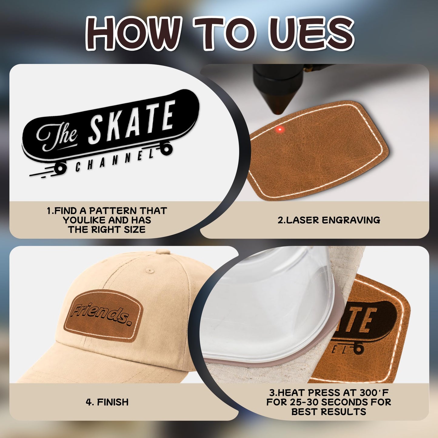 BUVKHMX Faux Leather & Leatherette Hat Patches - 60 Pack Blank Laserable Patches with Adhesive Backing for Customization, Fabric Repair, Sewing & Laser Engraving Supplies (Brown)