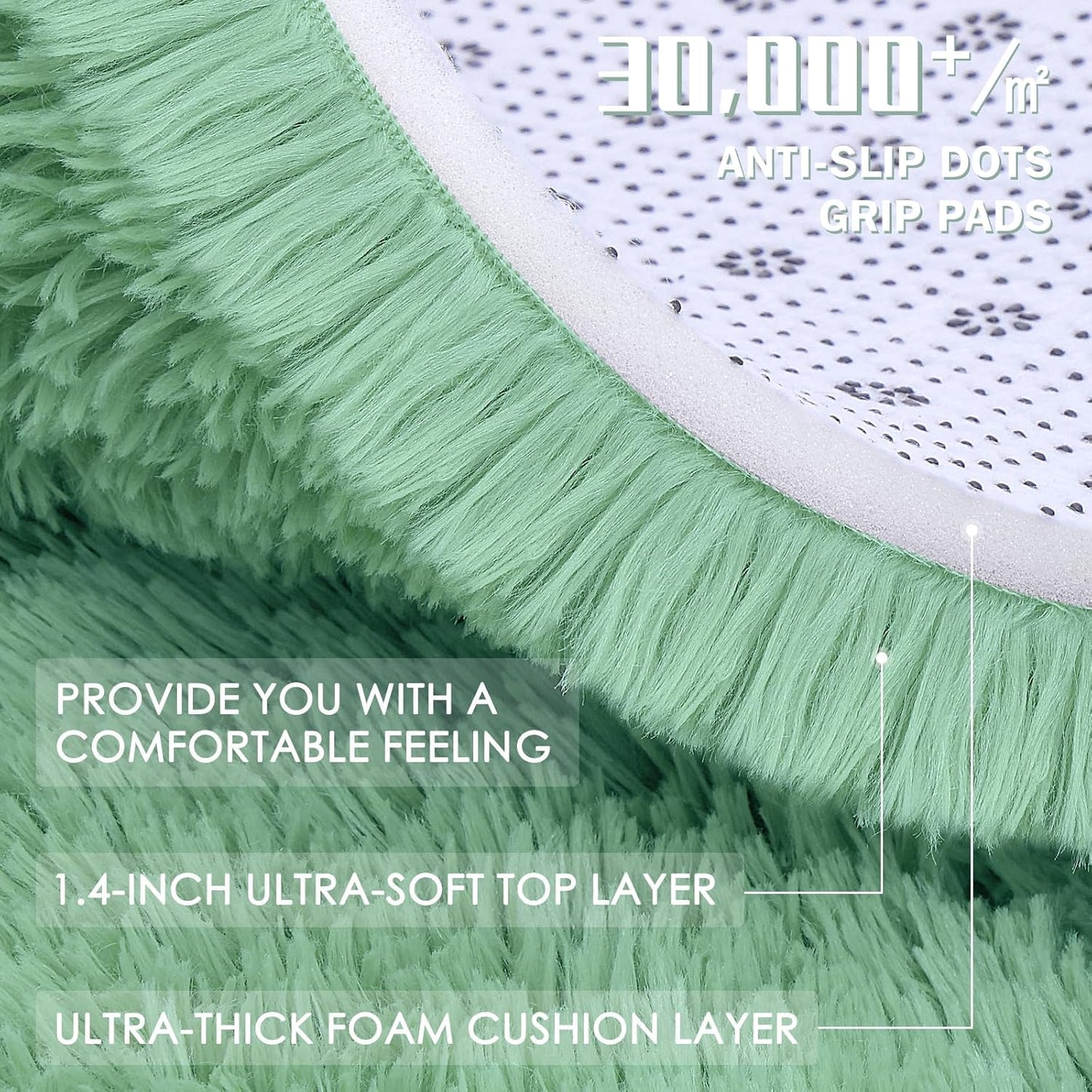 OLANLY Area Rug - Soft Fluffy Shaggy Design | Machine Washable 4x5.9 ft Mint Green for Living Room & Bedroom