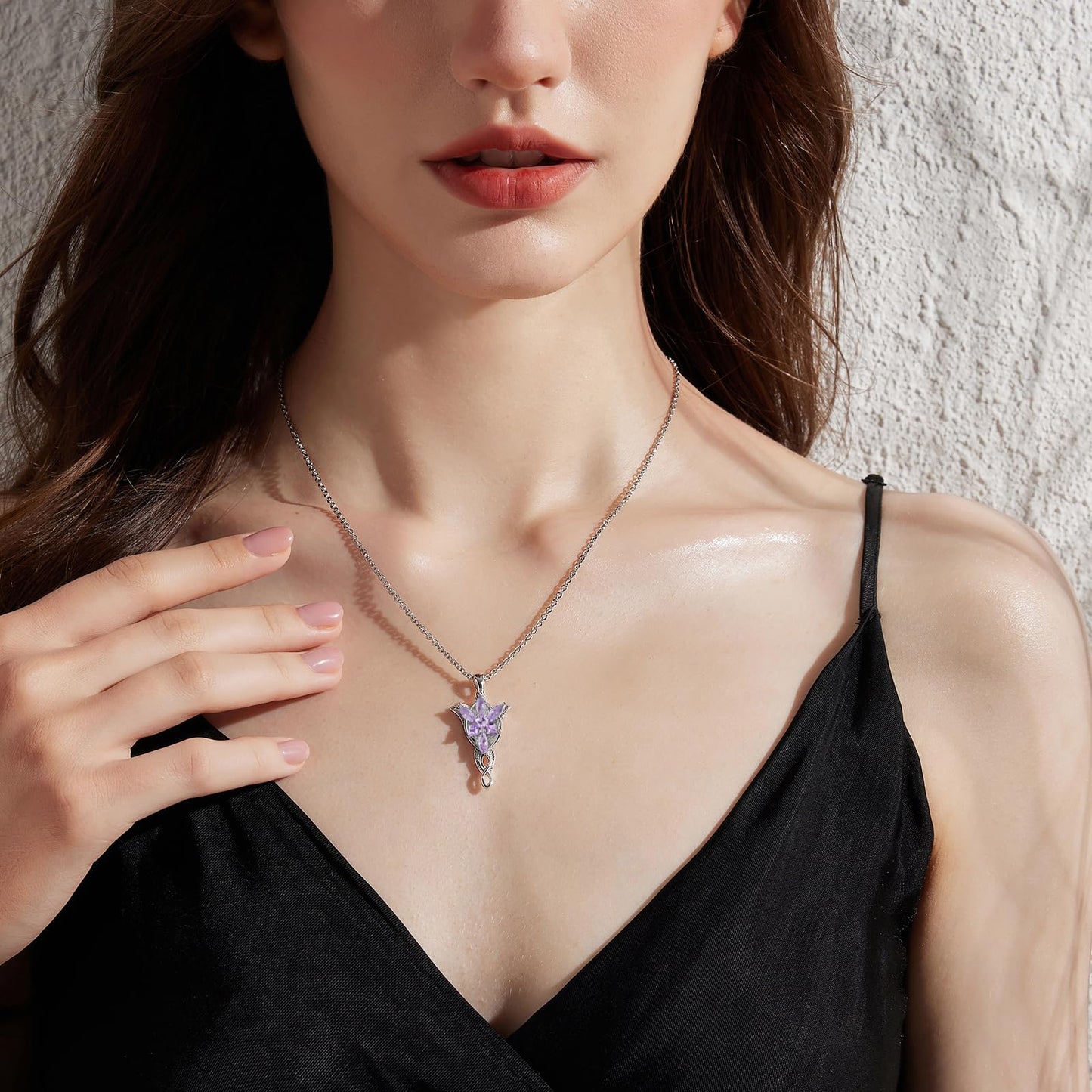 jiamiaoi Lord of the Rings Pendant Necklace Arwen Evenstar Necklace Silver Lord of the Rings Accessories Elvish Jewelry for Women