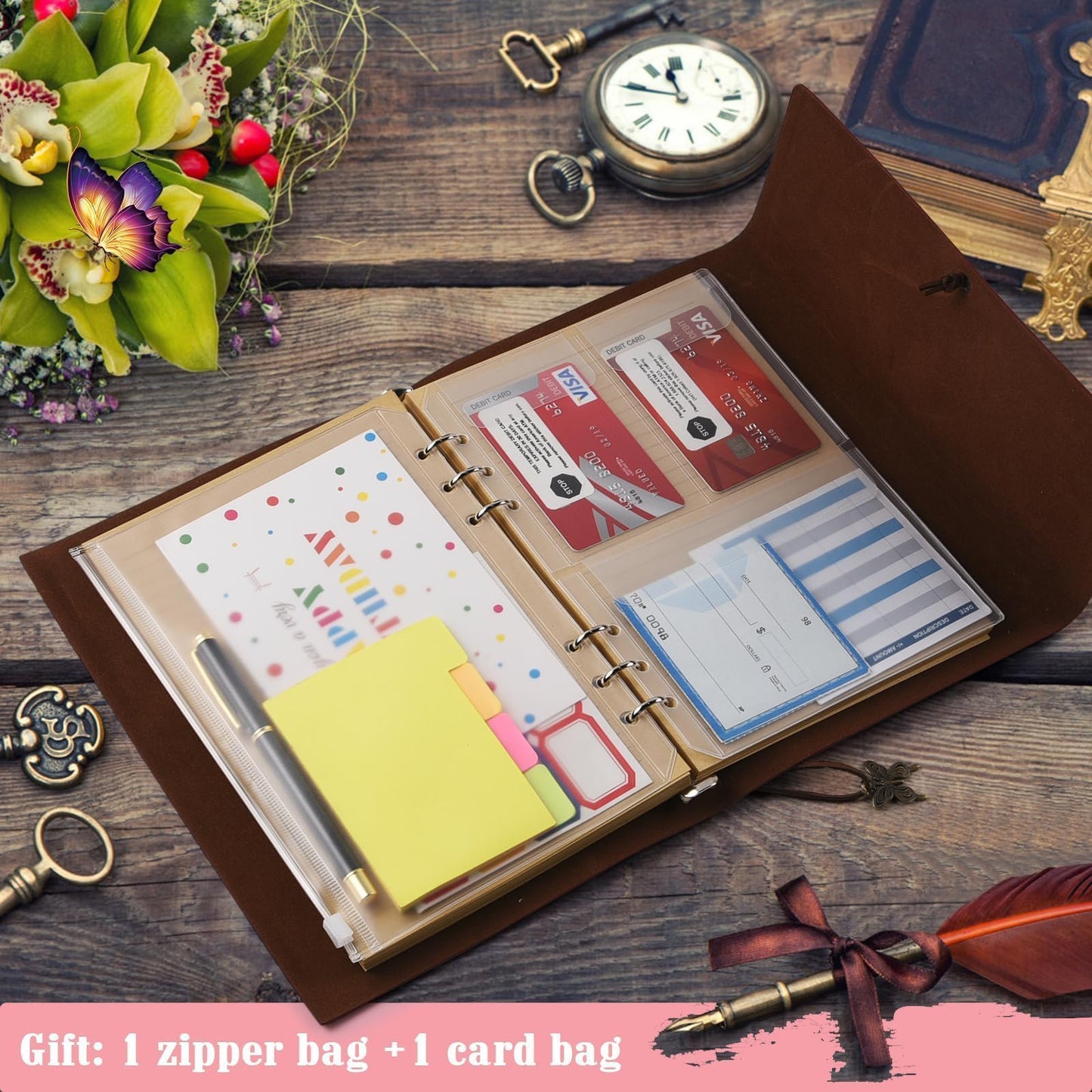 OMEYA Leather Journal Notebook, Refillable Writing Journal Diary Planner, Gifts For Women,Men, Girls, Sister, Friends (Pink, A5-9.3''×6.3'')