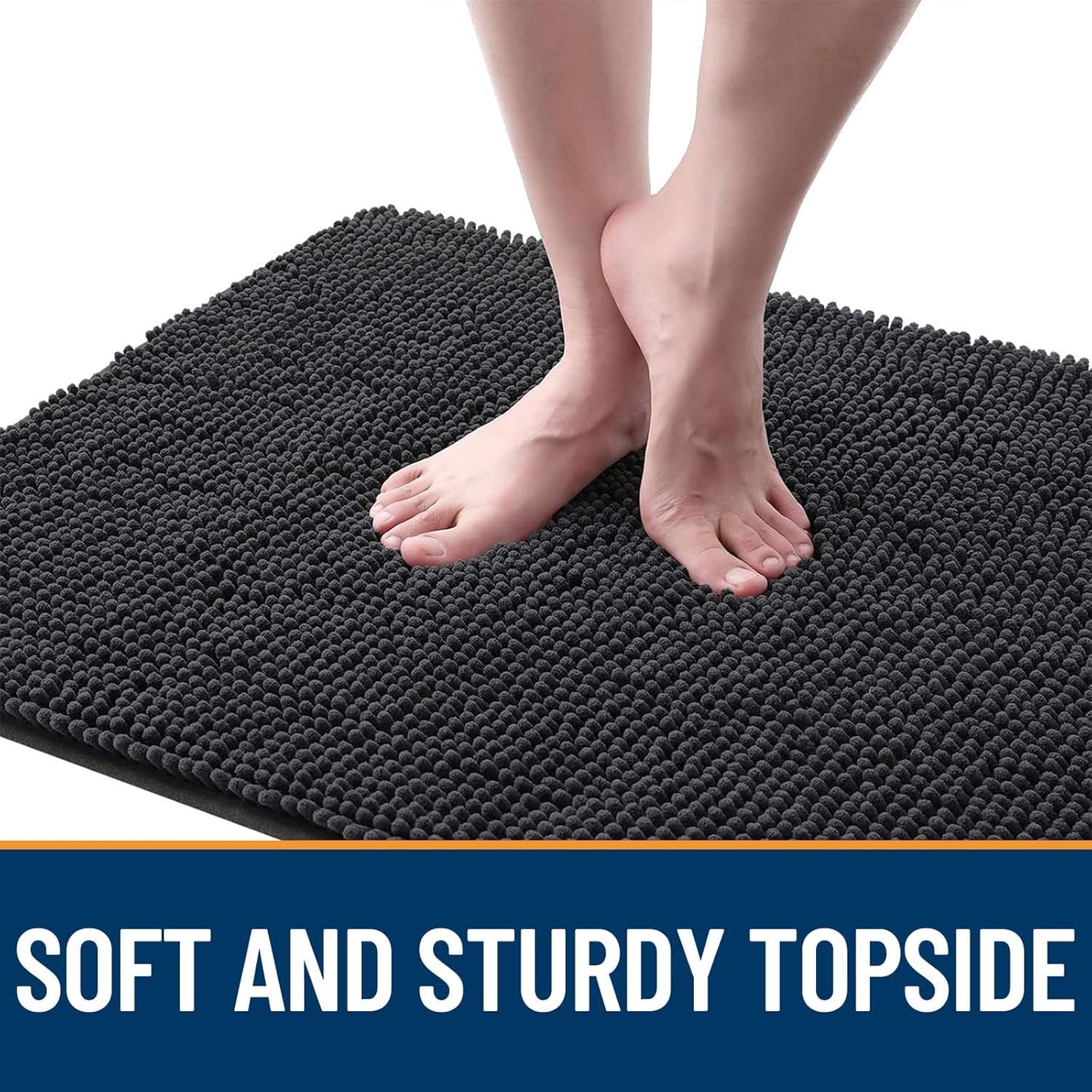 OLANLY Dog Door Mat - Absorbent Non-Slip Mud Mat for Indoor Use | Quick Dry Chenille, 59x35, Dark Grey