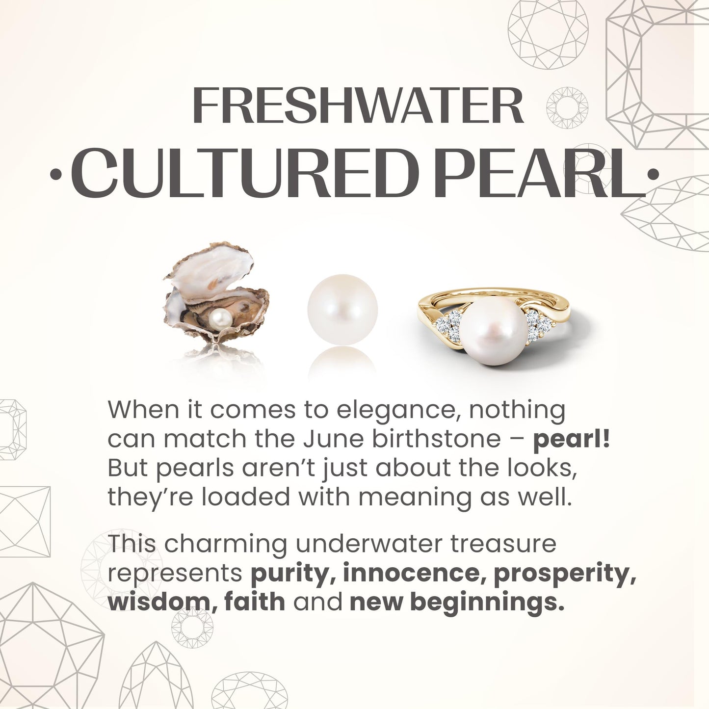 Angara Freshwater Pearl Solitaire Pendant for Women | 10mm Round Freshwater Cultured Pearl Diamond Solitaire Pendant Necklace in White Gold | June Birthday, Anniversary, Gemstone Jewelry Gift | AA