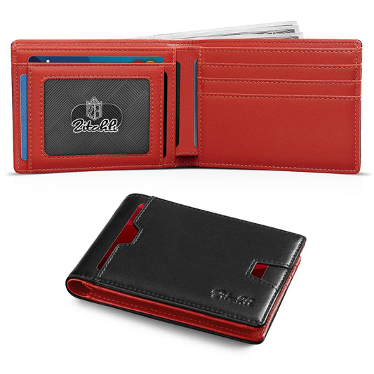 Zitahli Mens-Wallet-Slim-Leather-RFID Blocking Wallet for Men Minimalist Bifold Credit Card Holder with Gift Box